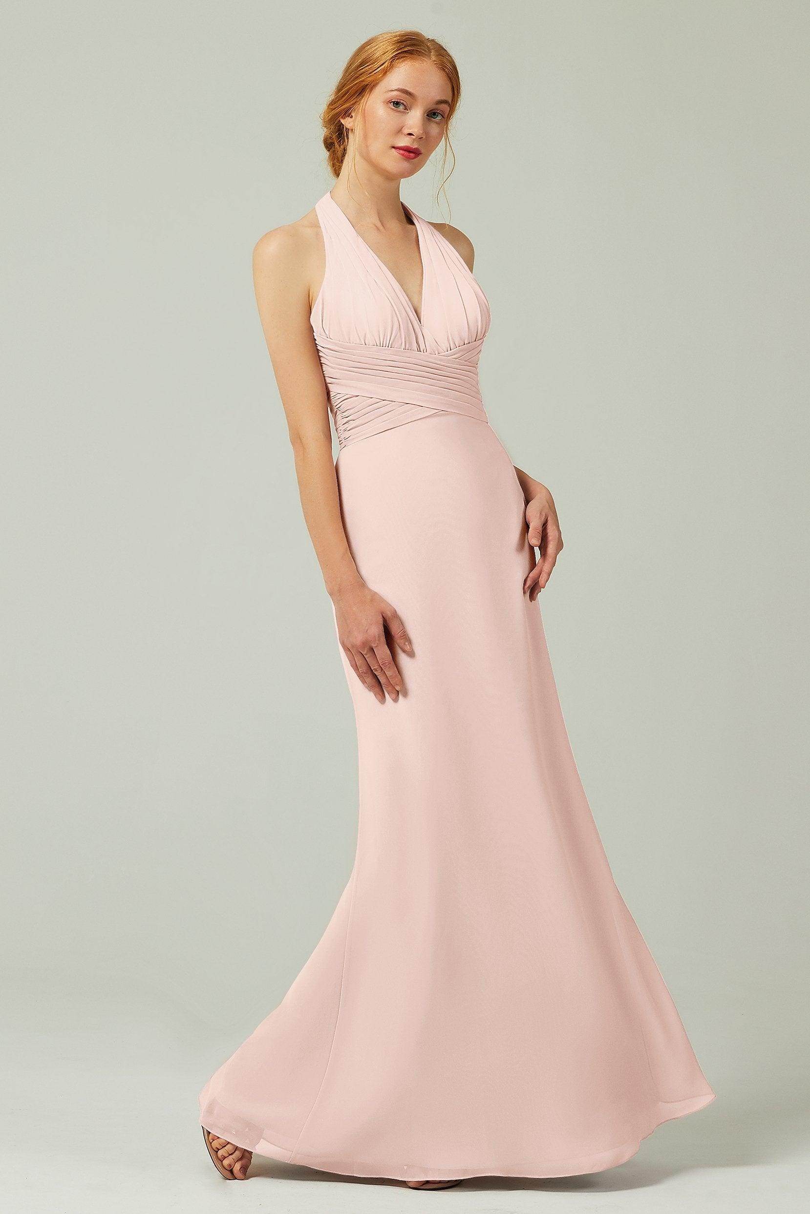 Sheath-Column Floor Length Chiffon Bridesmaid Dress CB0306 - COCOMELODY