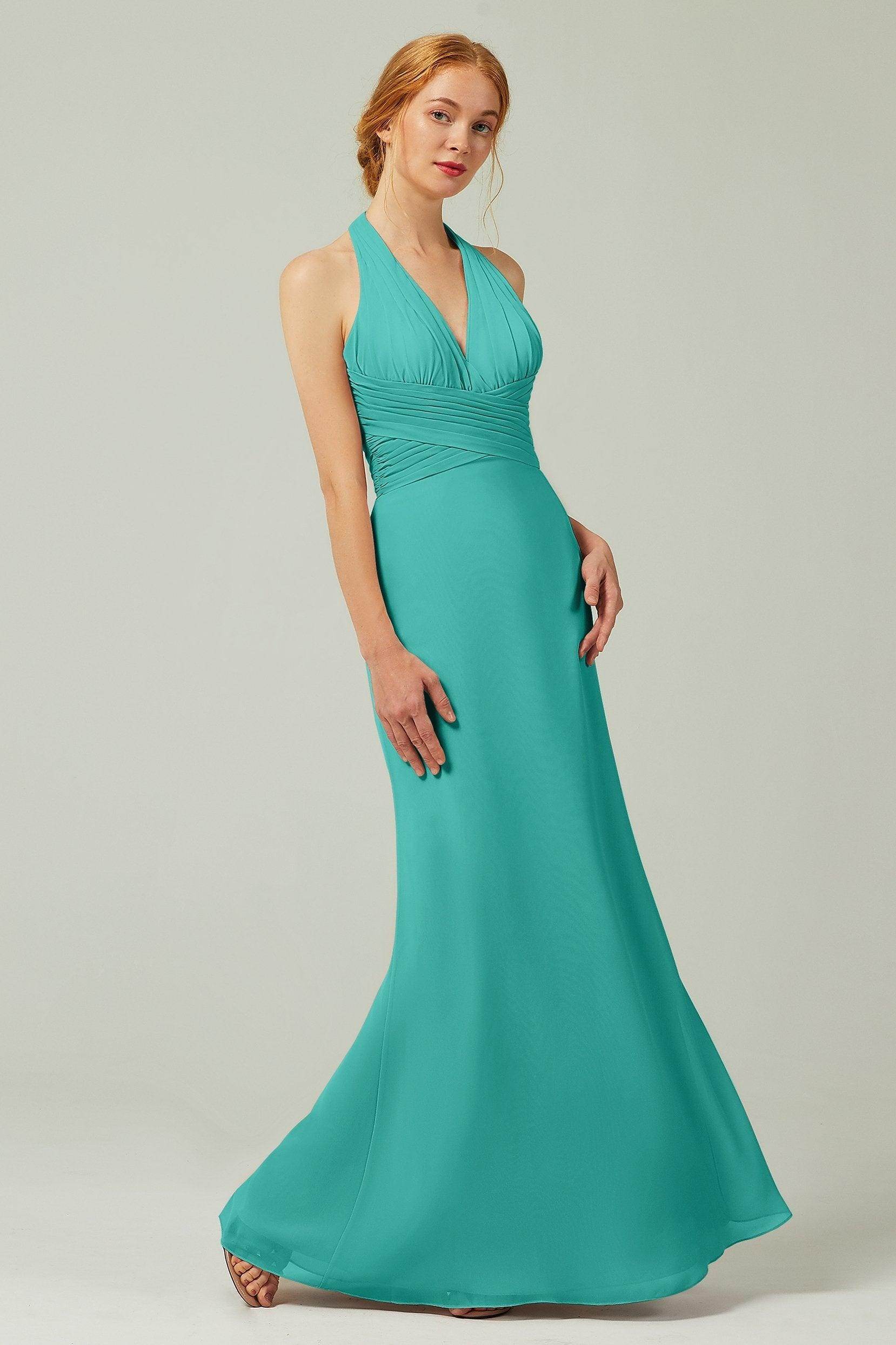 Sheath-Column Floor Length Chiffon Bridesmaid Dress CB0306 - COCOMELODY