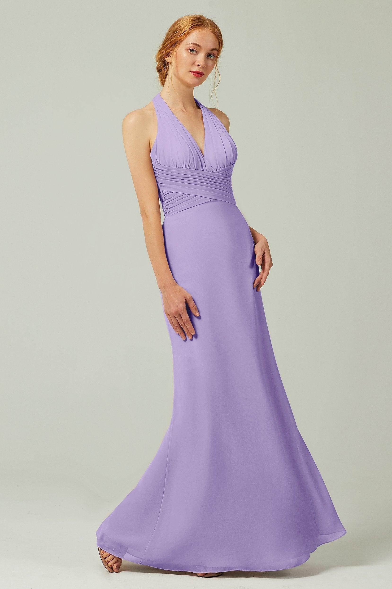 Sheath-Column Floor Length Chiffon Bridesmaid Dress CB0306 - COCOMELODY