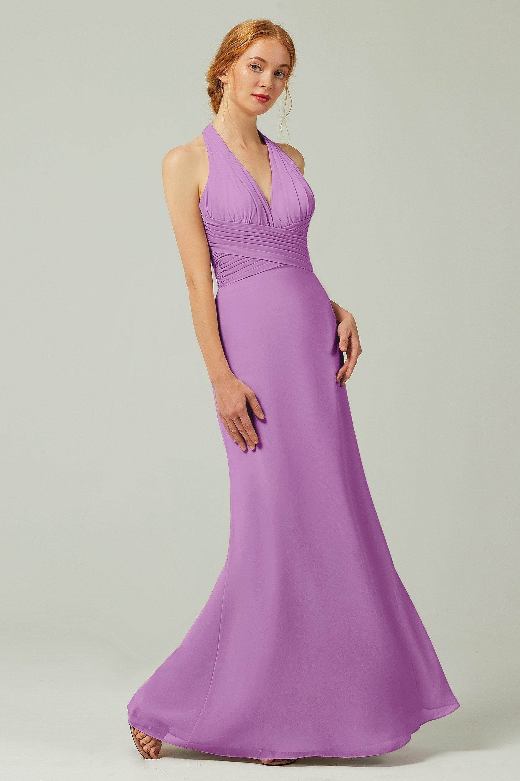 Sheath-Column Floor Length Chiffon Bridesmaid Dress CB0306 - COCOMELODY