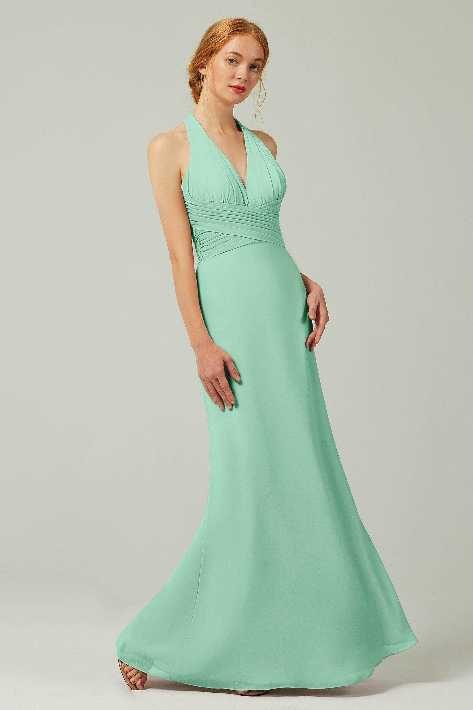 Sheath-Column Floor Length Chiffon Bridesmaid Dress CB0306 - COCOMELODY