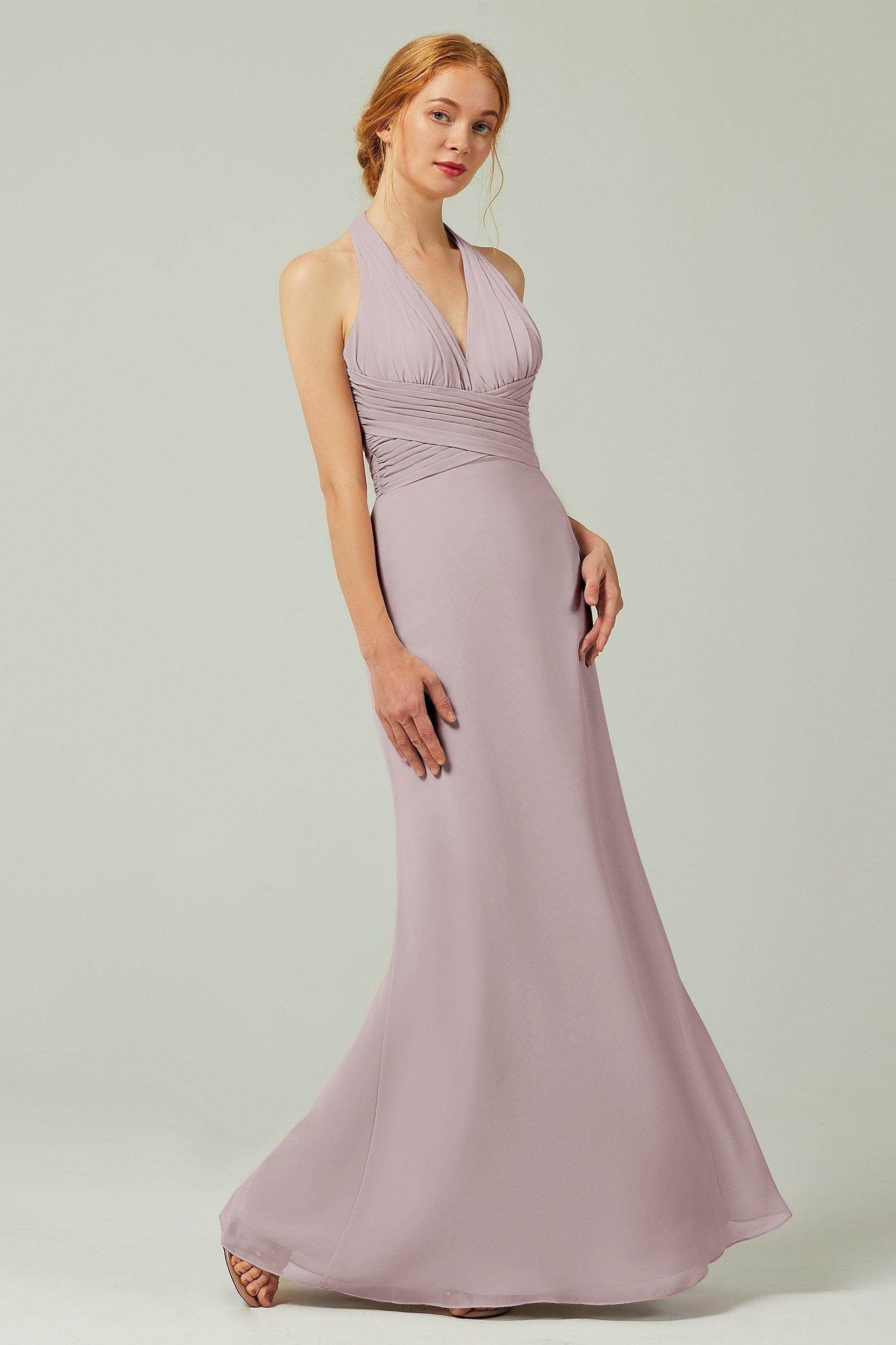 Sheath-Column Floor Length Chiffon Bridesmaid Dress CB0306 - COCOMELODY