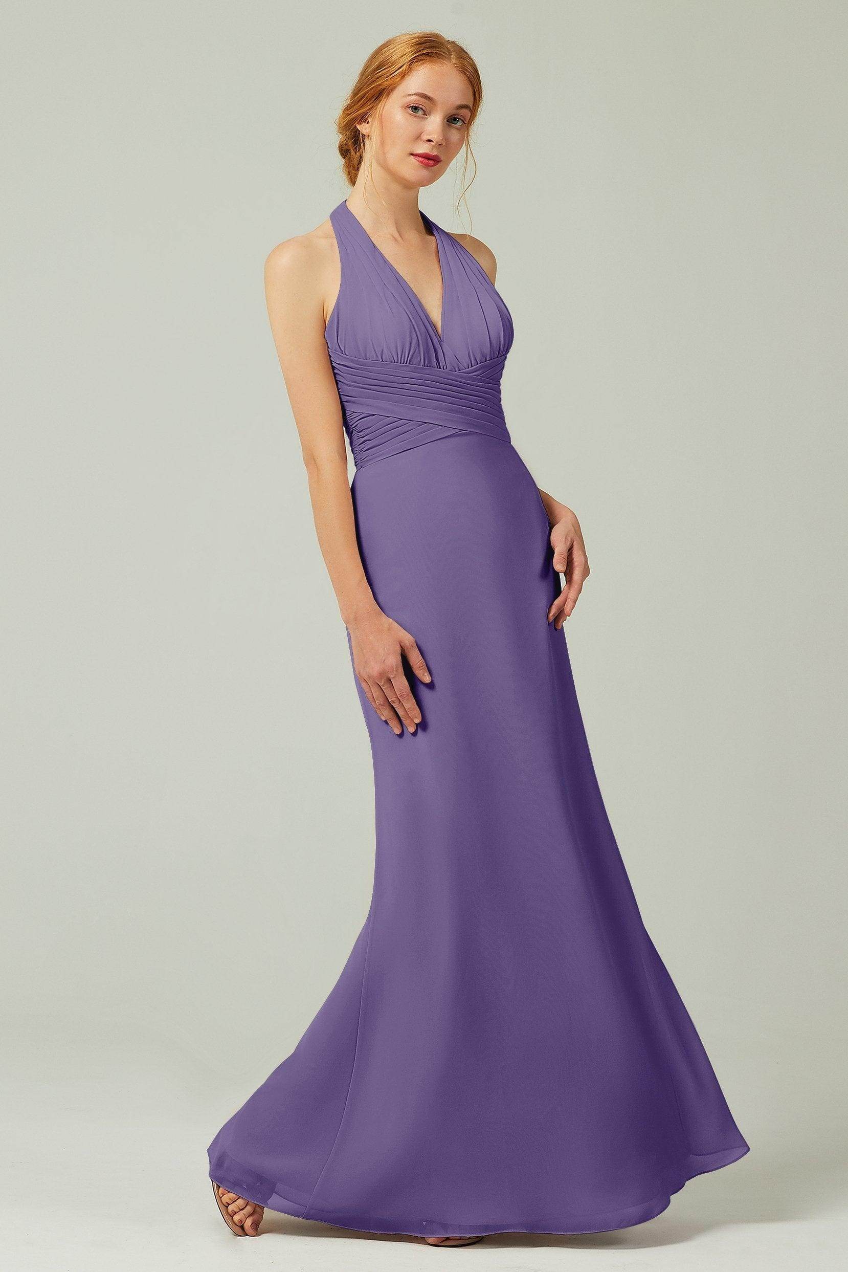 Sheath-Column Floor Length Chiffon Bridesmaid Dress CB0306 - COCOMELODY