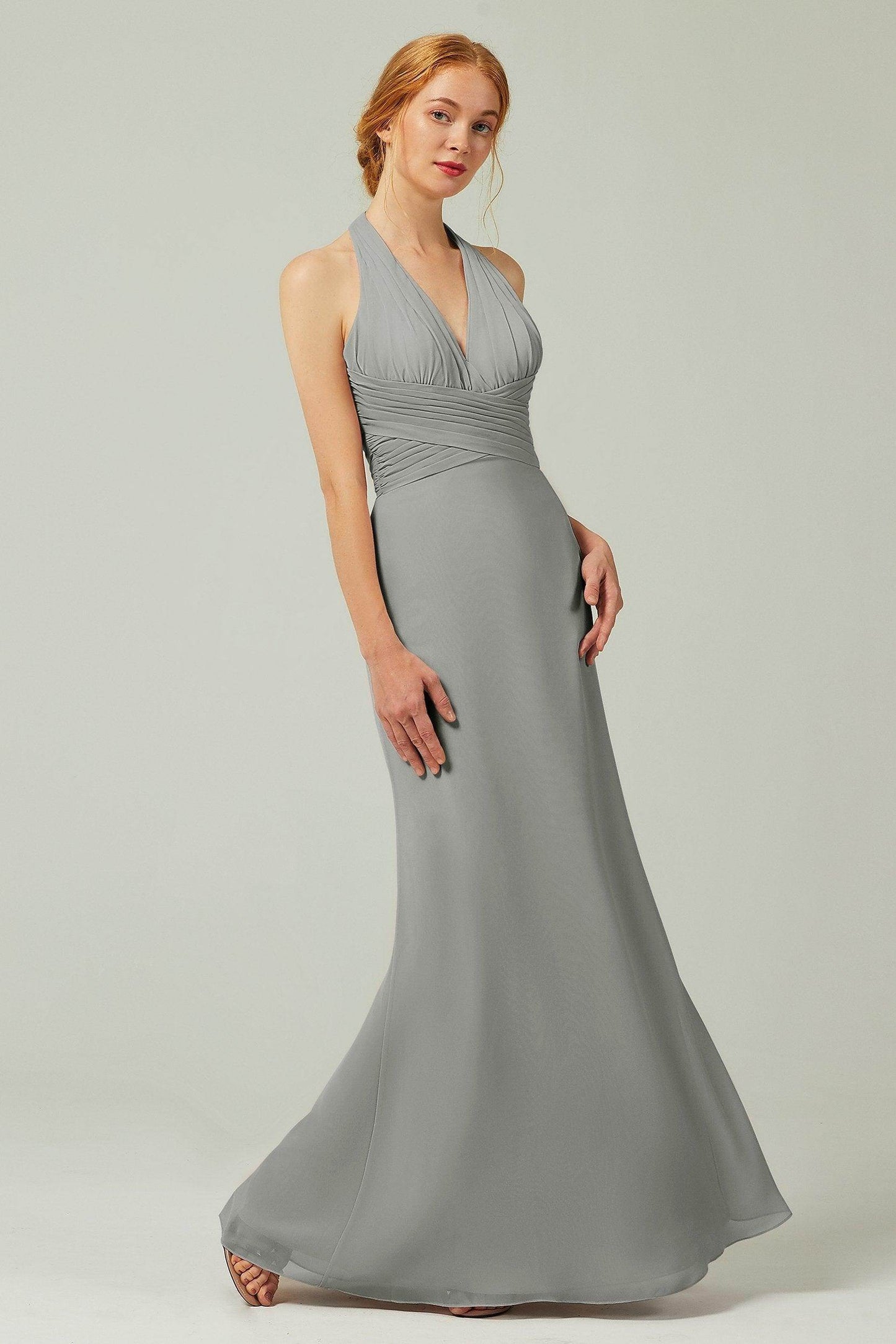 Sheath-Column Floor Length Chiffon Bridesmaid Dress CB0306 - COCOMELODY
