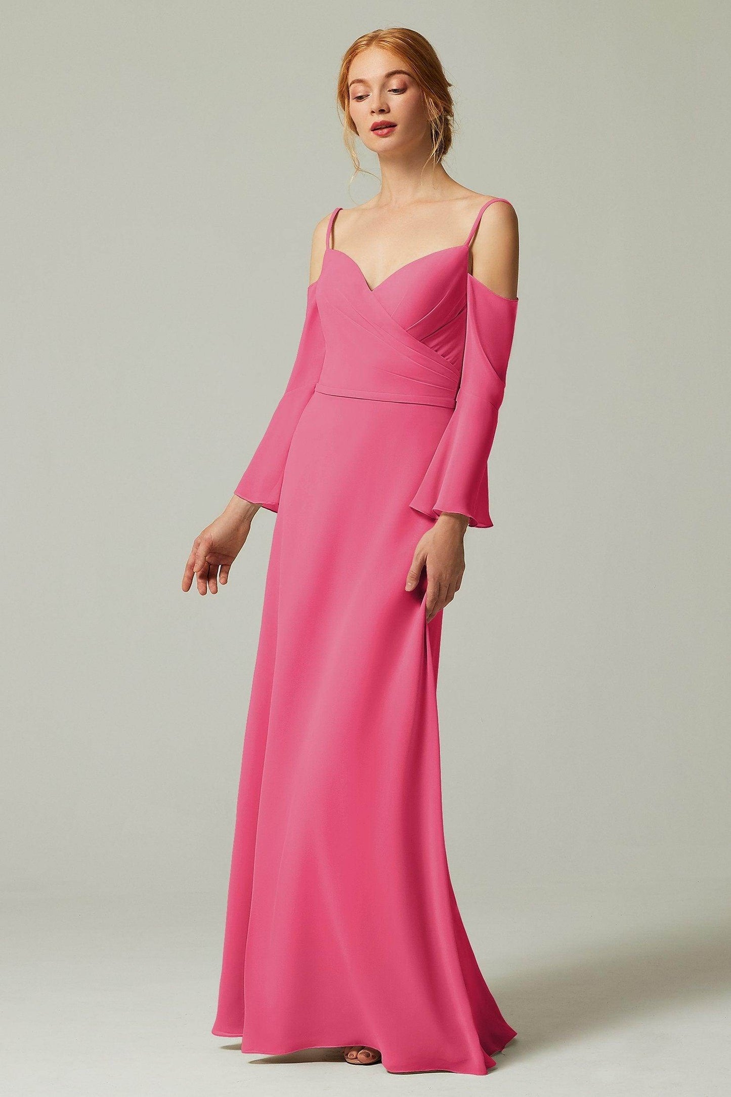 A-Line Floor Length Chiffon Bridesmaid Dress CB0307 - COCOMELODY