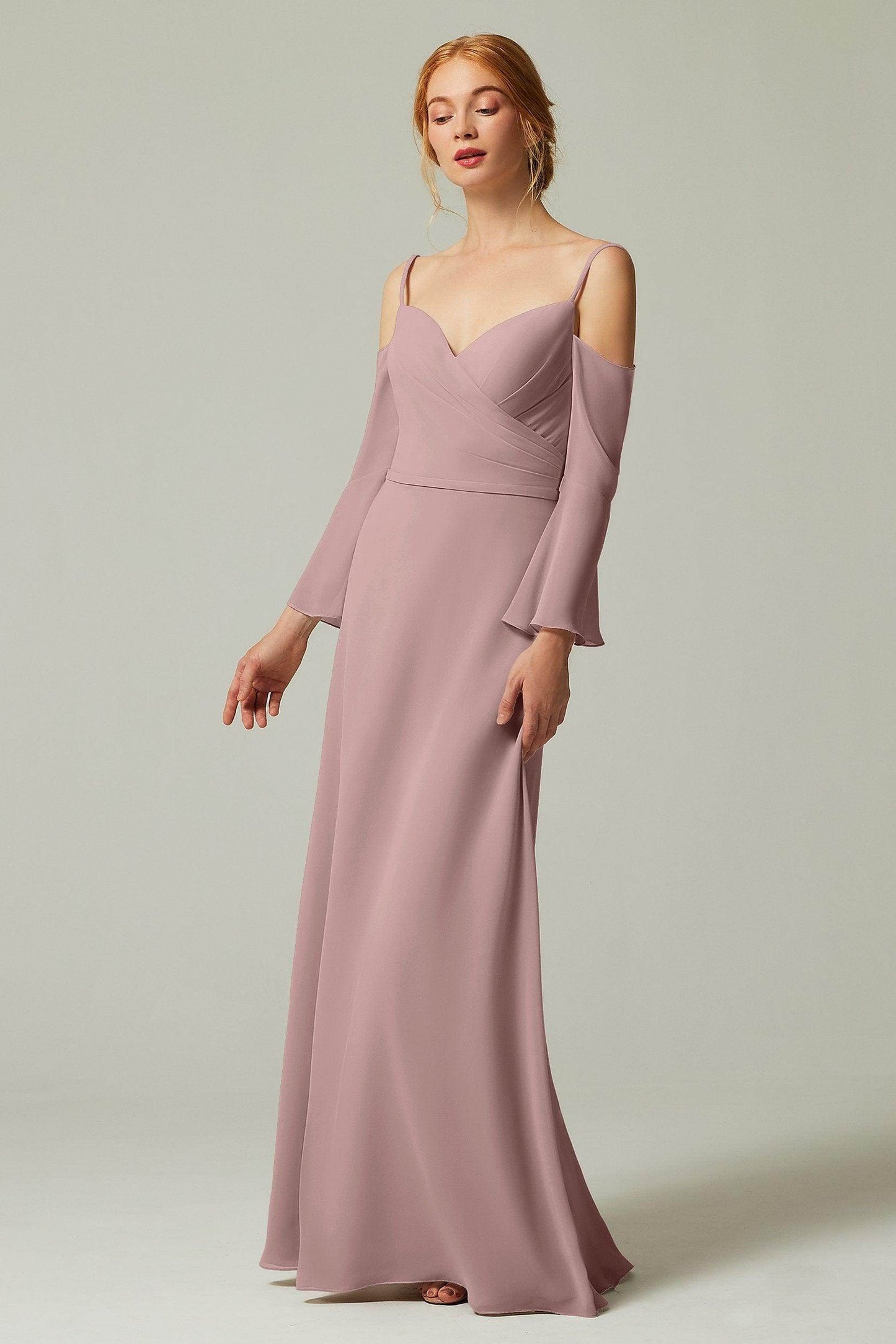 A-Line Floor Length Chiffon Bridesmaid Dress CB0307 - COCOMELODY