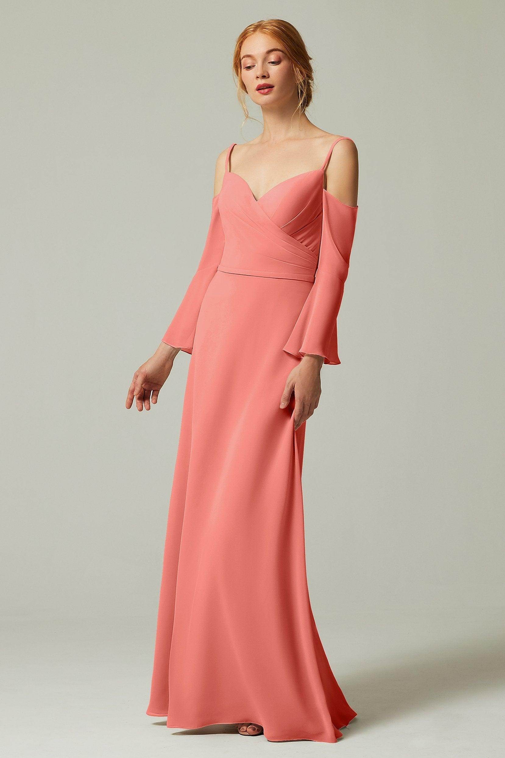 A-Line Floor Length Chiffon Bridesmaid Dress CB0307 - COCOMELODY
