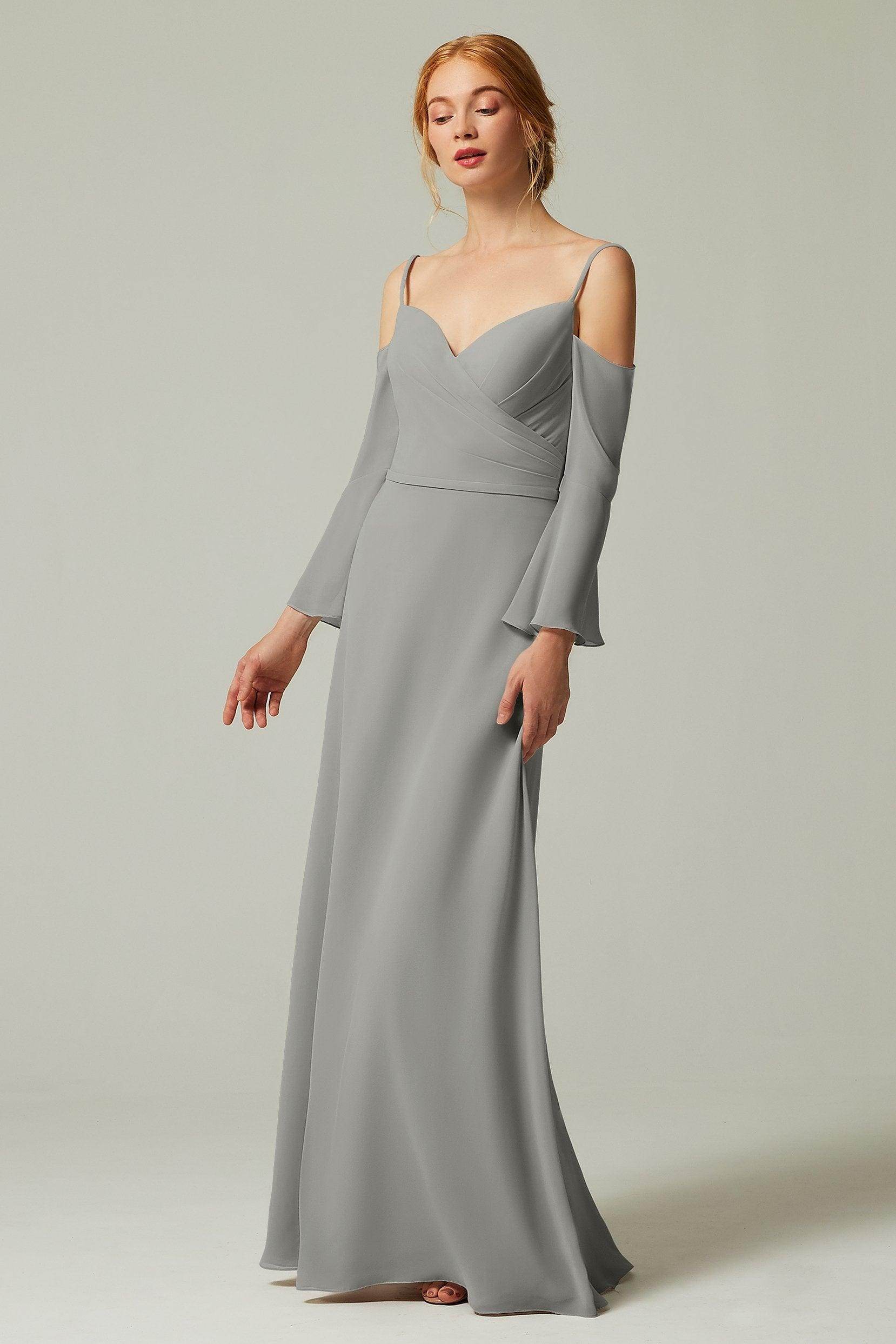 A-Line Floor Length Chiffon Bridesmaid Dress CB0307 - COCOMELODY