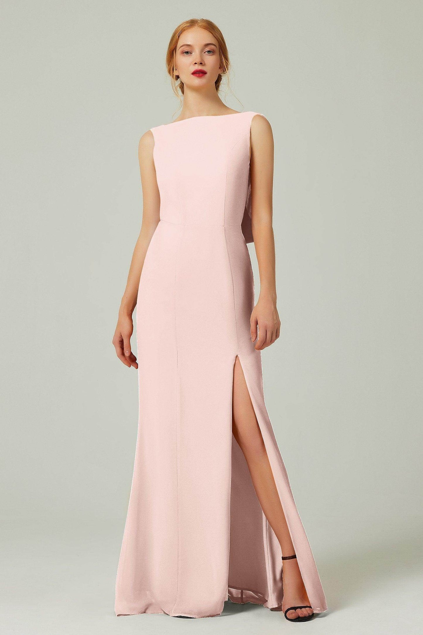 Sheath-Column Sweep-Brush Chiffon Bridesmaid Dress Formal Dresses CB0310PS - COCOMELODY