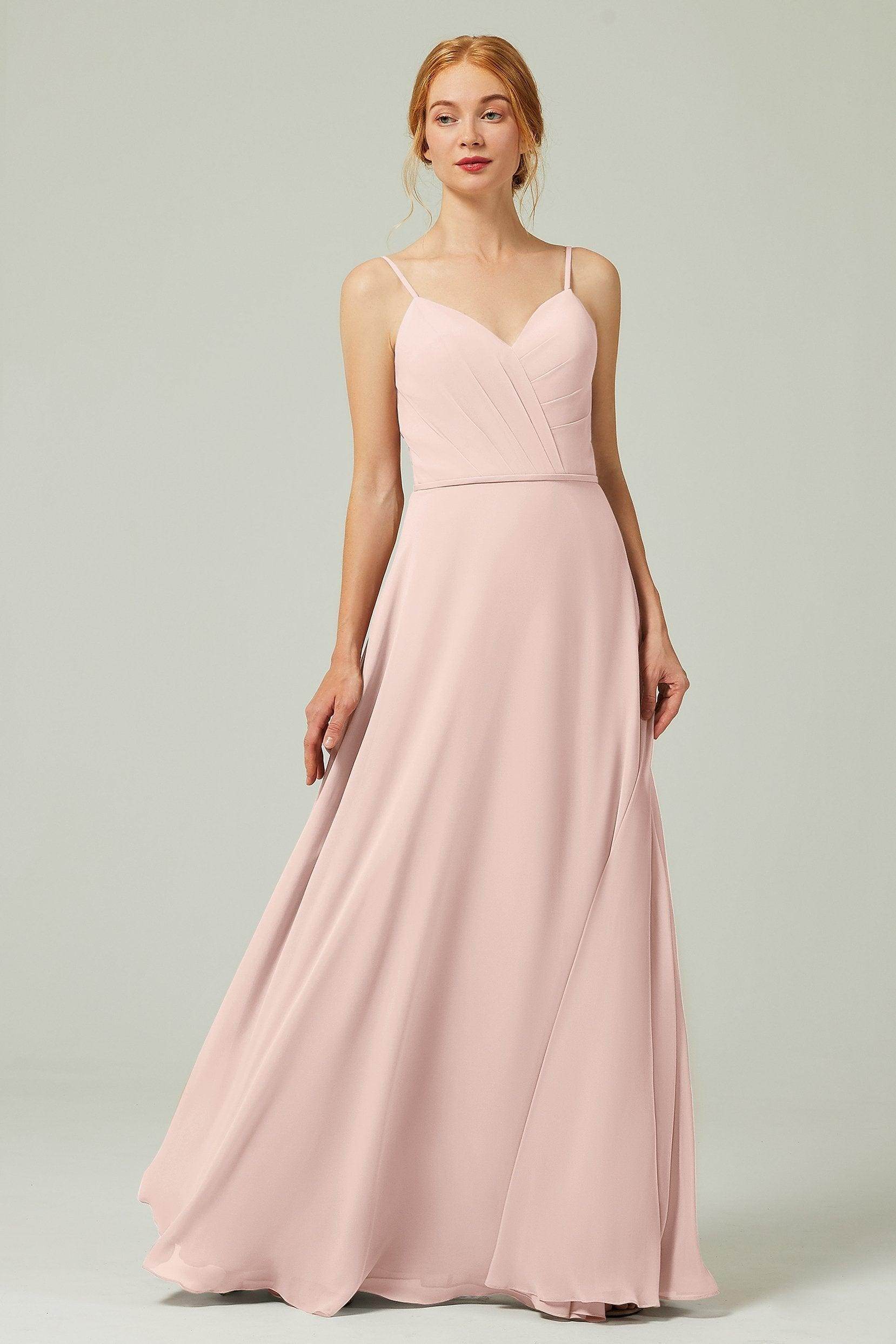 A-Line Floor Length Chiffon Bridesmaid Dress CB0312 - COCOMELODY