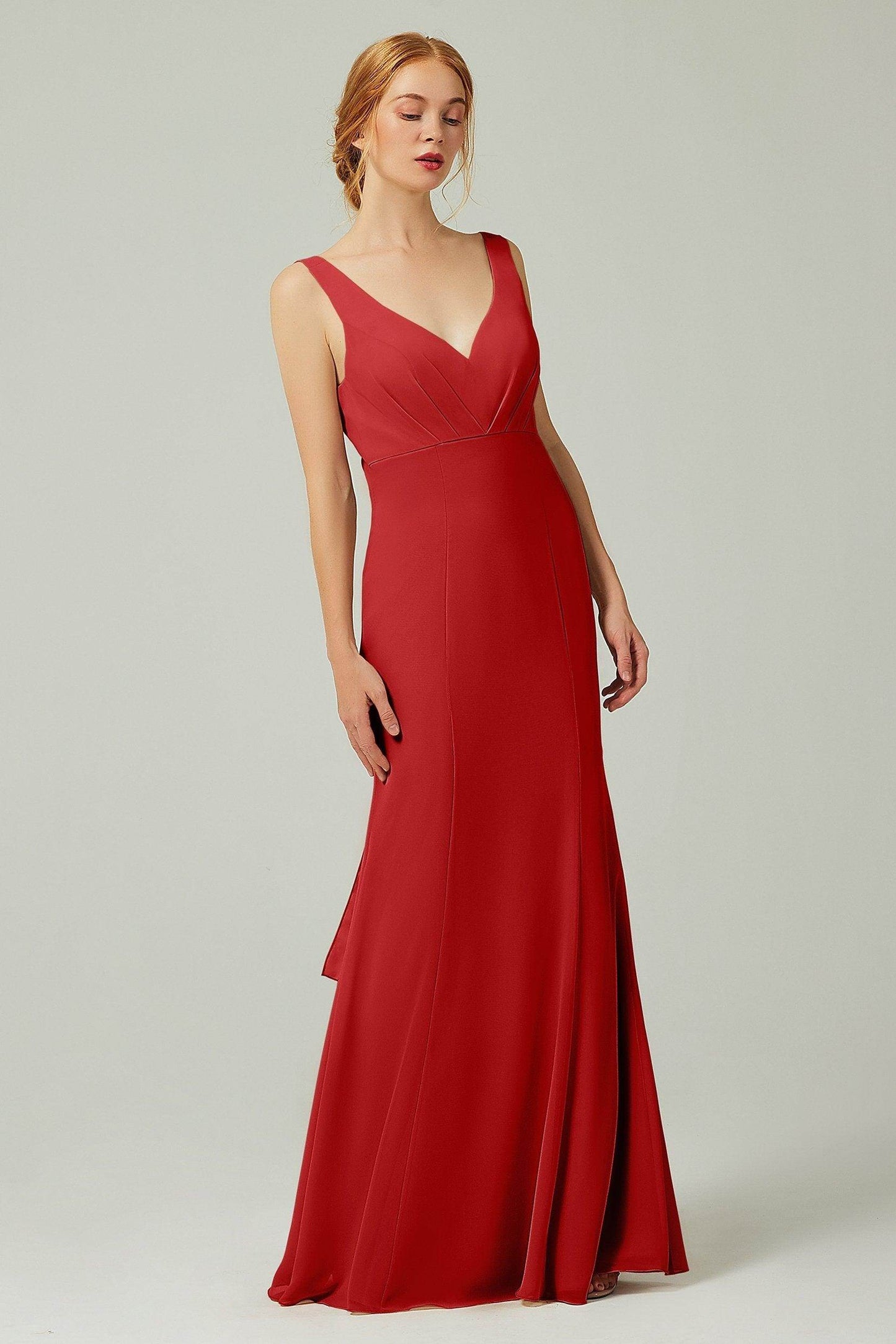 Sheath-Column Floor Length Chiffon Bridesmaid Dress CB0314 - COCOMELODY