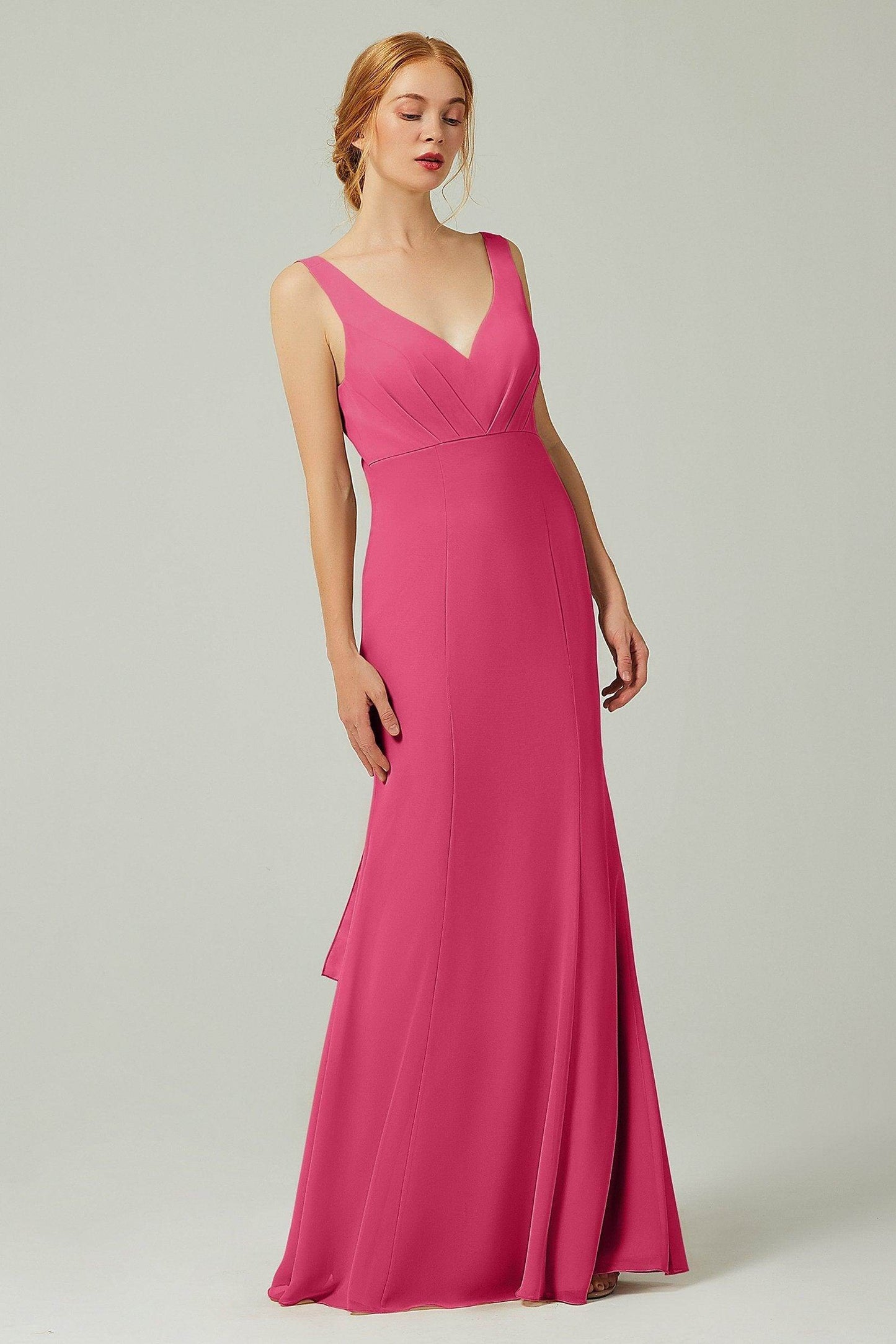 Sheath-Column Floor Length Chiffon Bridesmaid Dress CB0314 - COCOMELODY