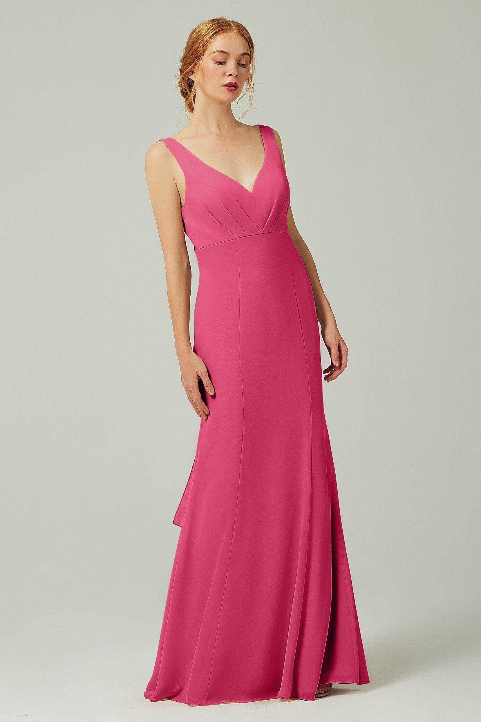Sheath-Column Floor Length Chiffon Bridesmaid Dress CB0314 - COCOMELODY