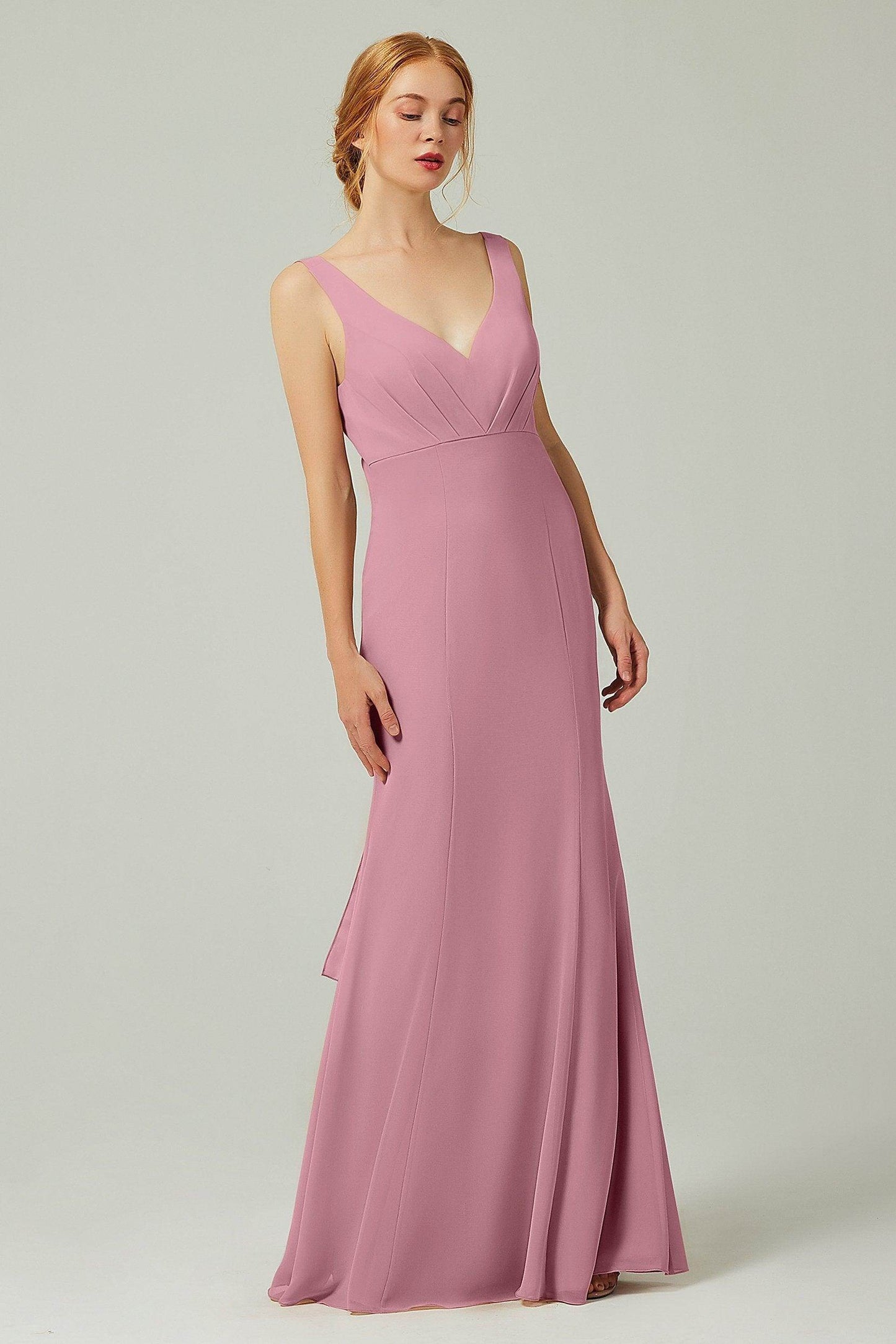 Sheath-Column Floor Length Chiffon Bridesmaid Dress CB0314 - COCOMELODY
