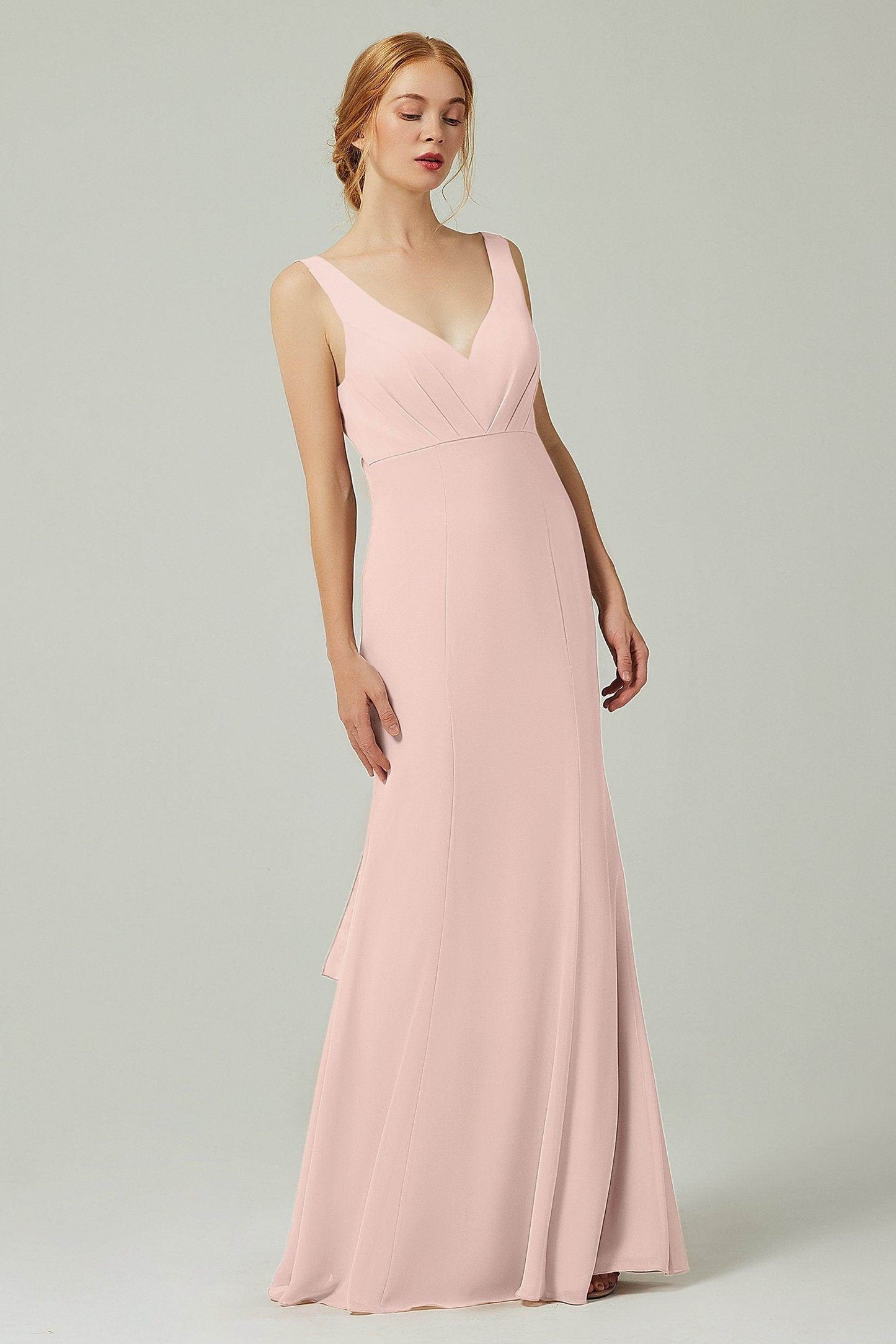 Sheath-Column Floor Length Chiffon Bridesmaid Dress CB0314 - COCOMELODY