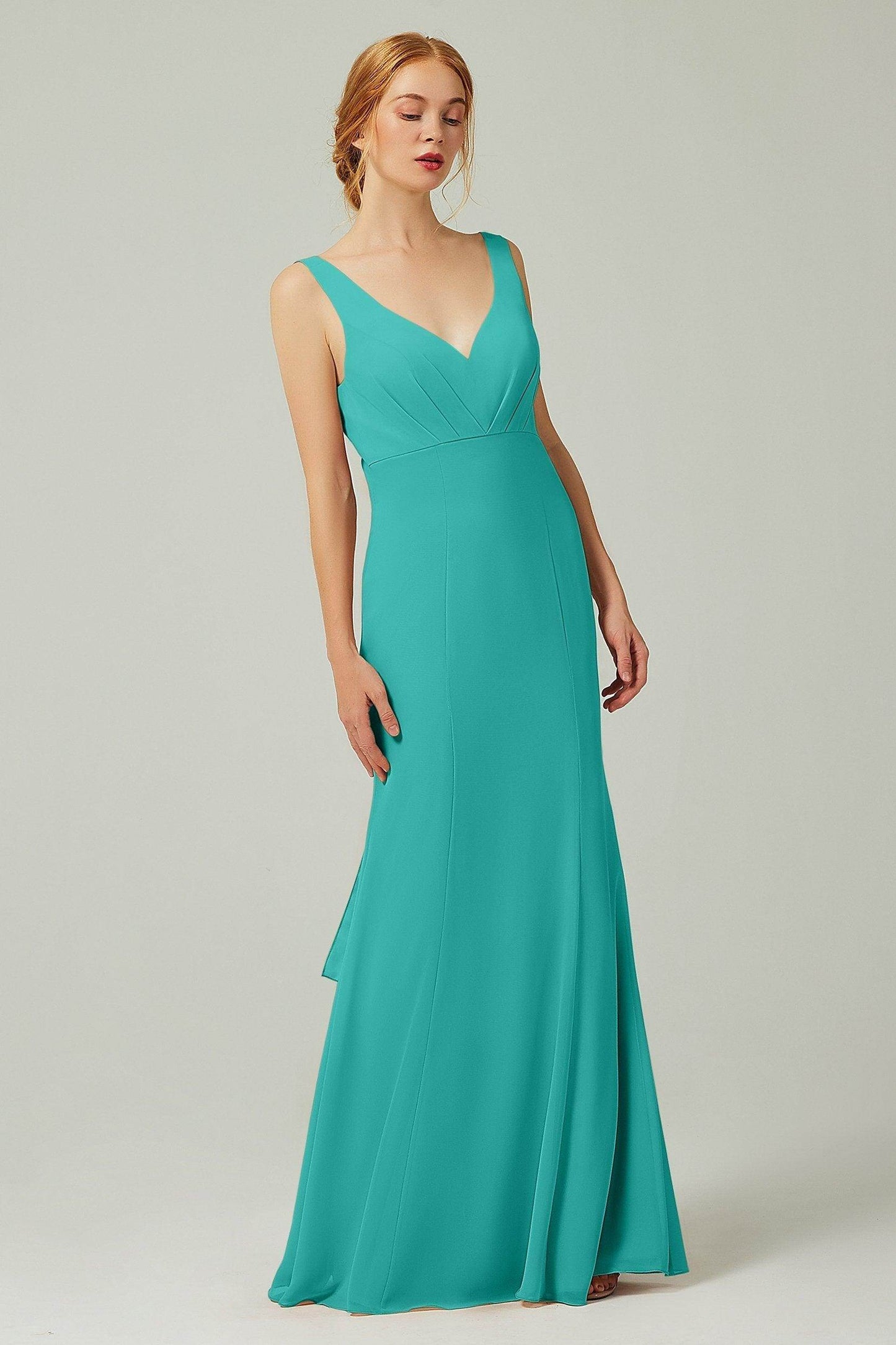 Sheath-Column Floor Length Chiffon Bridesmaid Dress CB0314 - COCOMELODY
