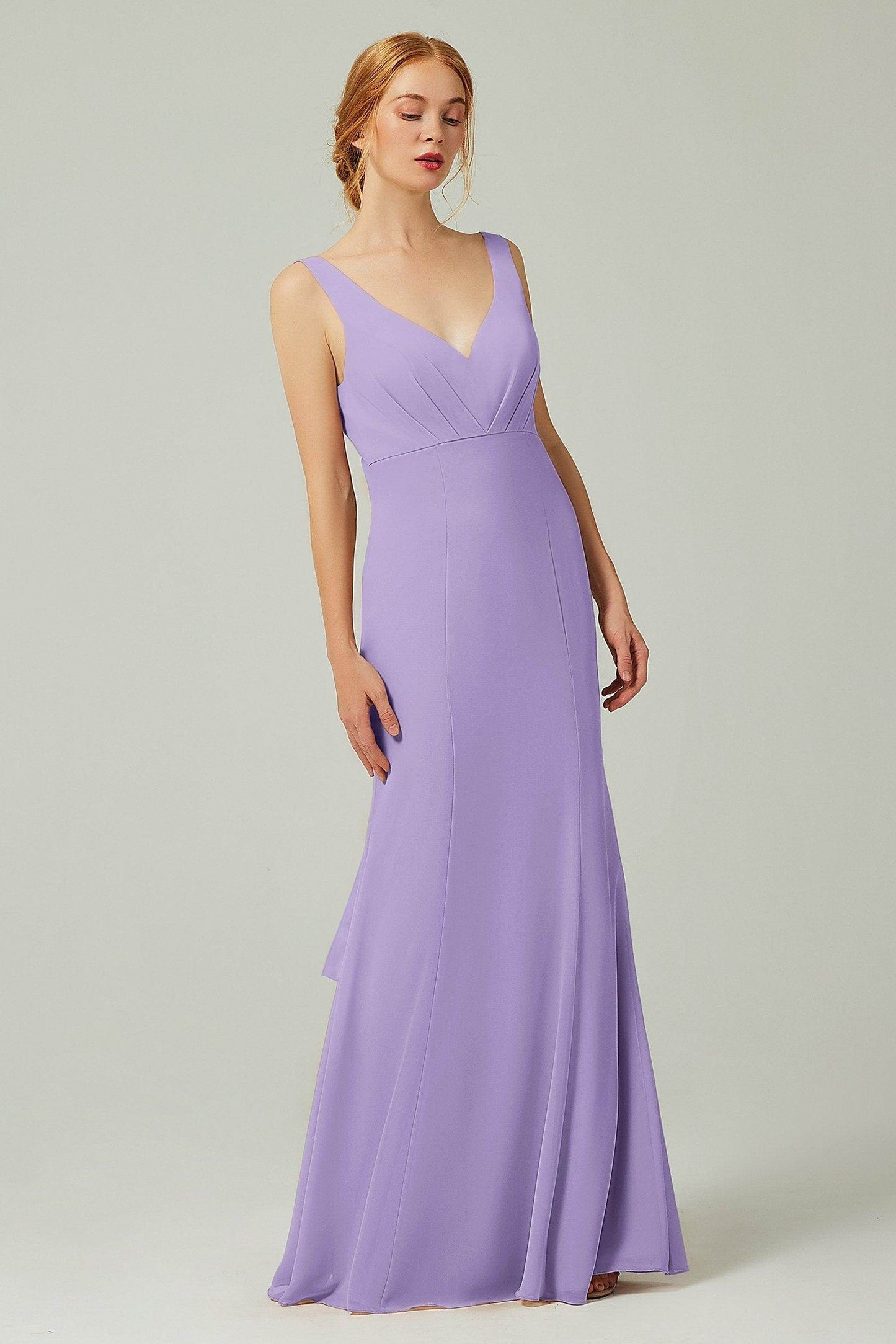Sheath-Column Floor Length Chiffon Bridesmaid Dress CB0314 - COCOMELODY