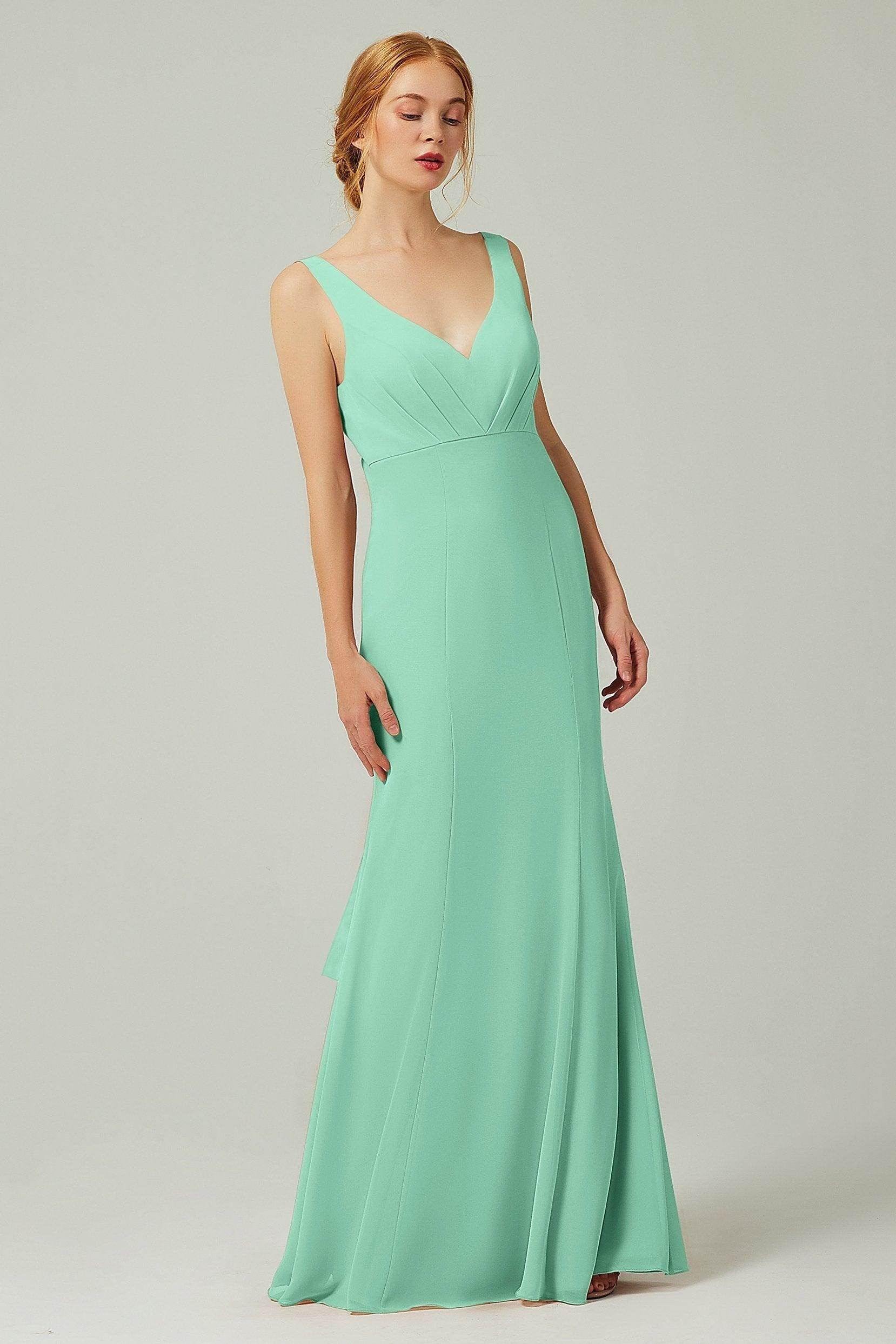Sheath-Column Floor Length Chiffon Bridesmaid Dress CB0314 - COCOMELODY