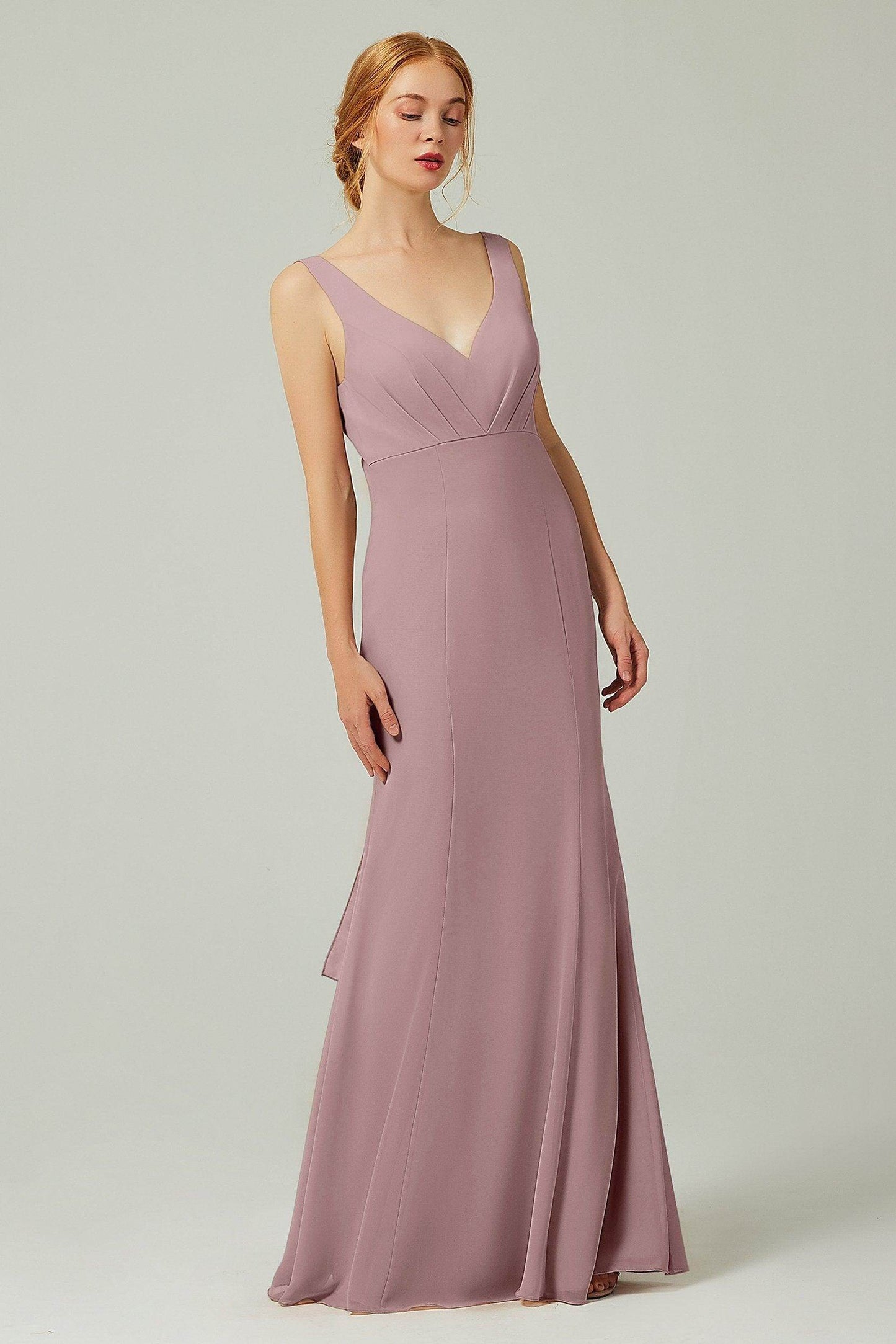 Sheath-Column Floor Length Chiffon Bridesmaid Dress CB0314 - COCOMELODY