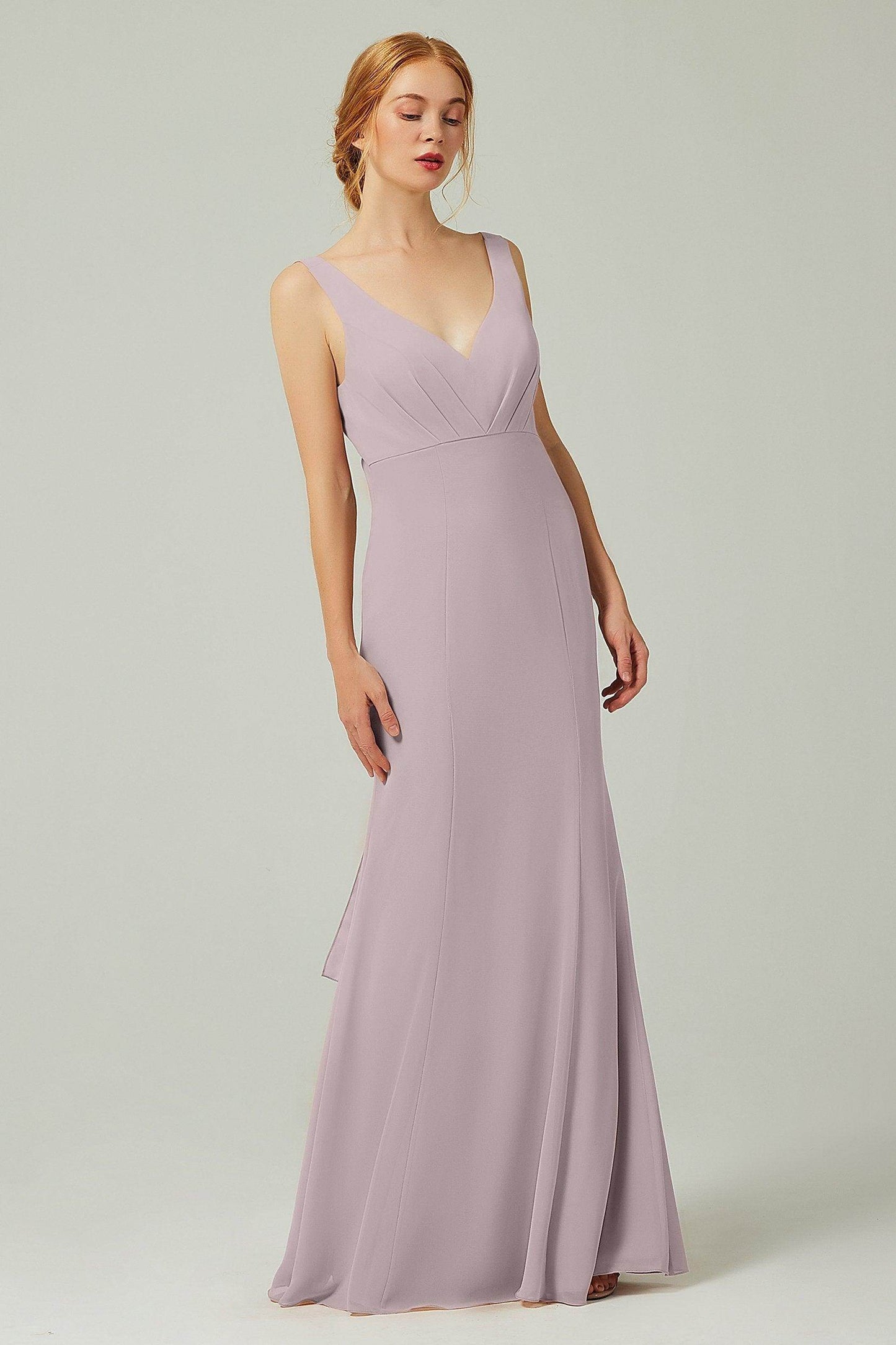 Sheath-Column Floor Length Chiffon Bridesmaid Dress CB0314 - COCOMELODY