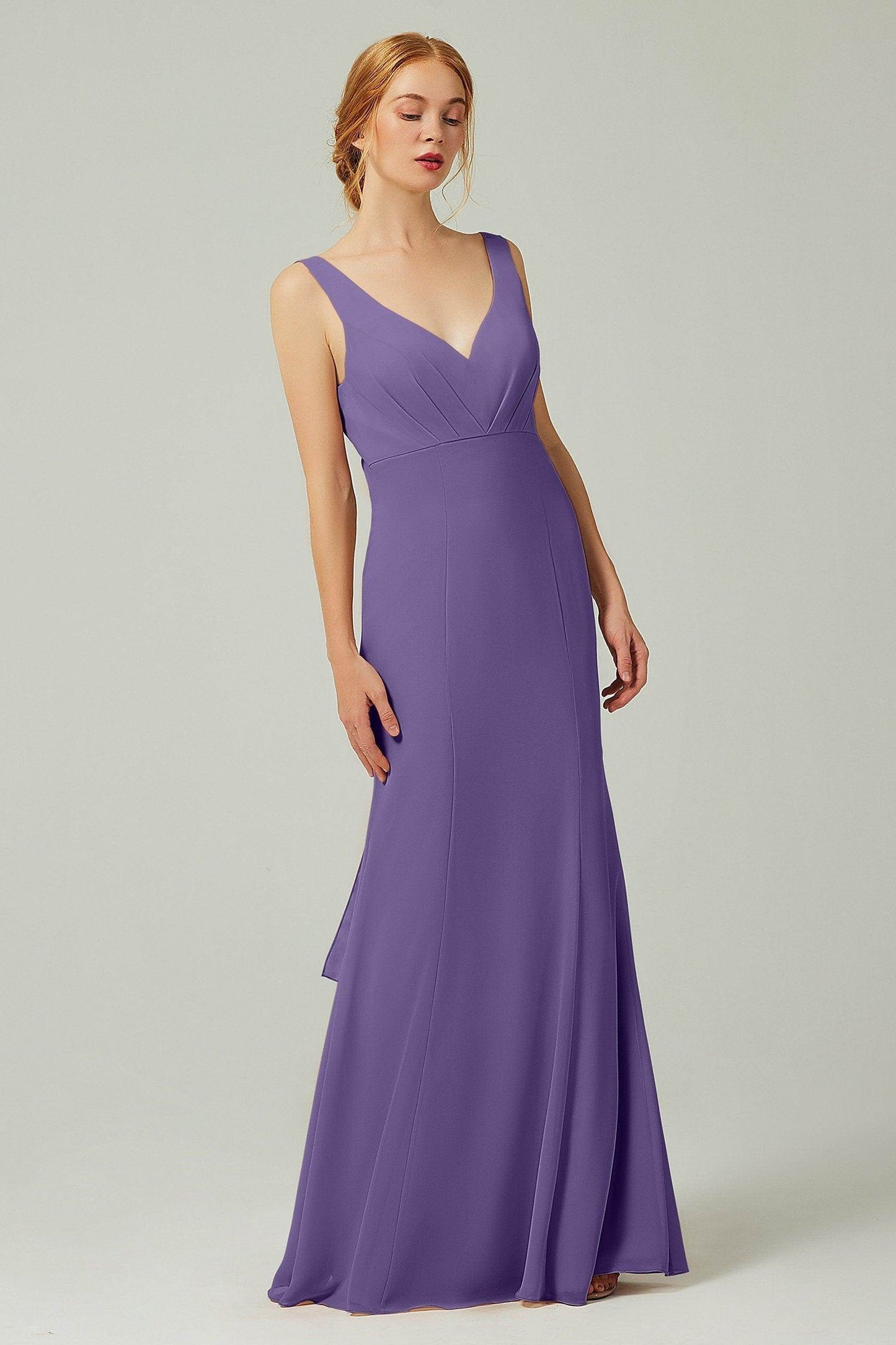 Sheath-Column Floor Length Chiffon Bridesmaid Dress CB0314 - COCOMELODY