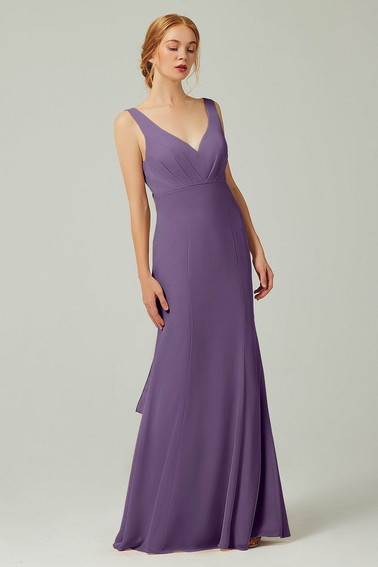 Sheath-Column Floor Length Chiffon Bridesmaid Dress CB0314 - COCOMELODY