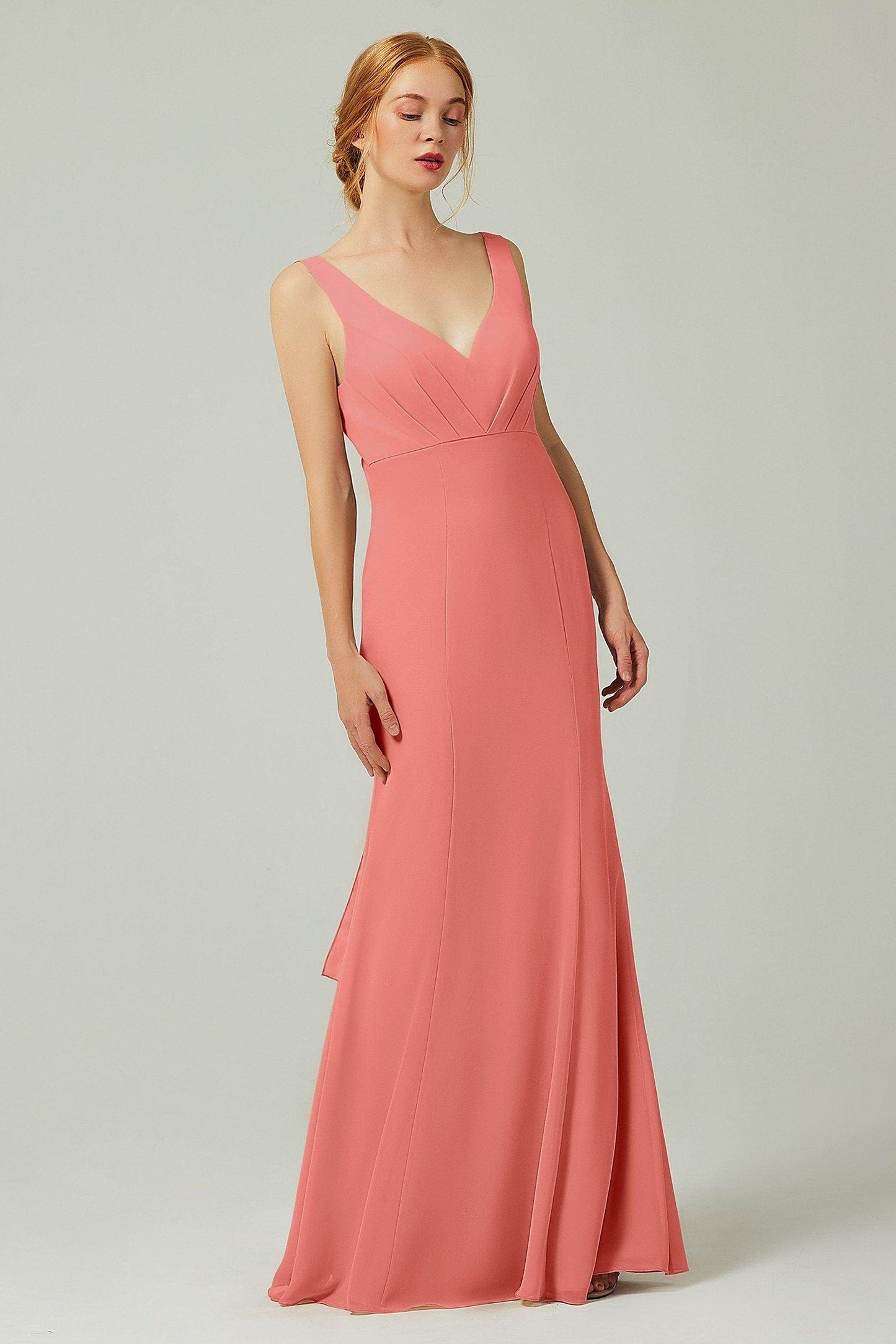 Sheath-Column Floor Length Chiffon Bridesmaid Dress CB0314 - COCOMELODY
