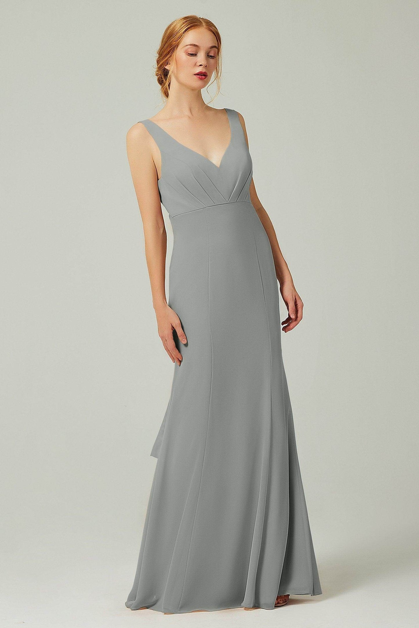 Sheath-Column Floor Length Chiffon Bridesmaid Dress CB0314 - COCOMELODY
