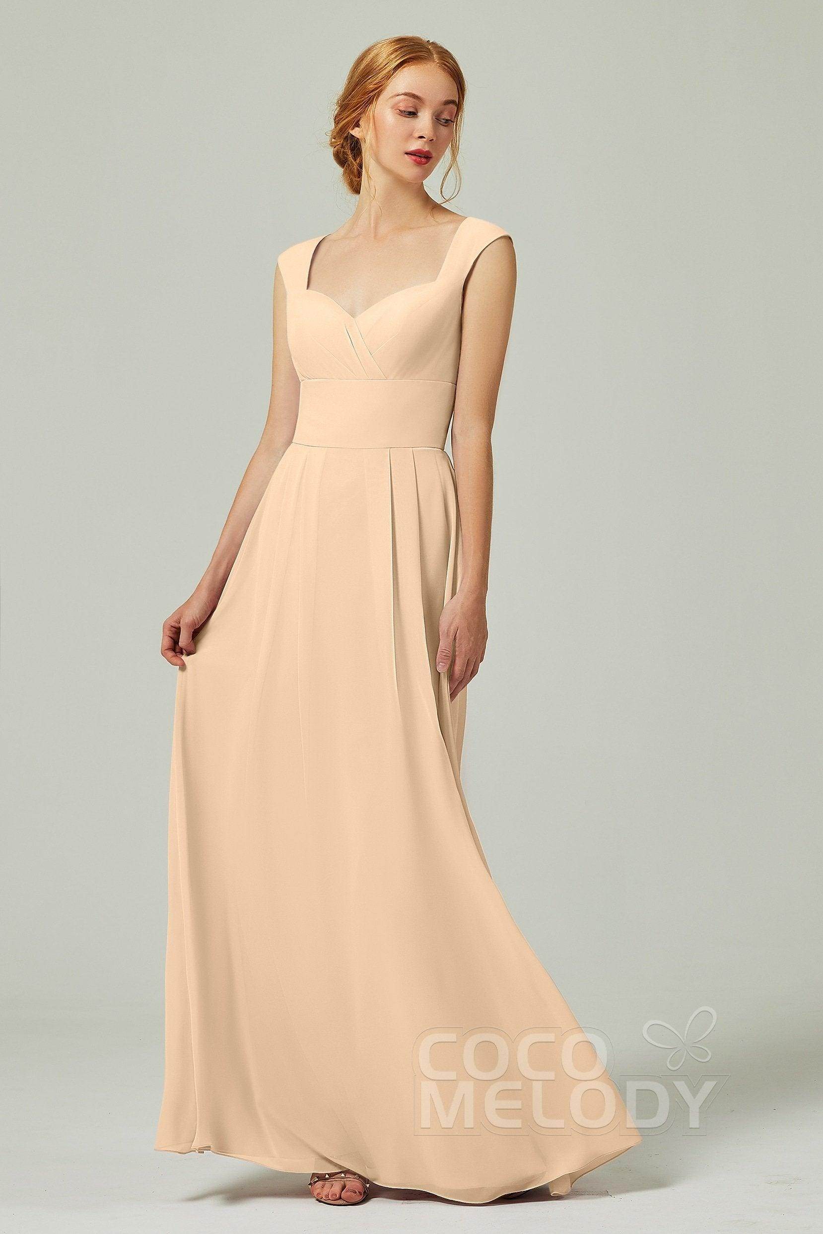 A-Line Floor Length Chiffon Bridesmaid Dress CB0315 - COCOMELODY
