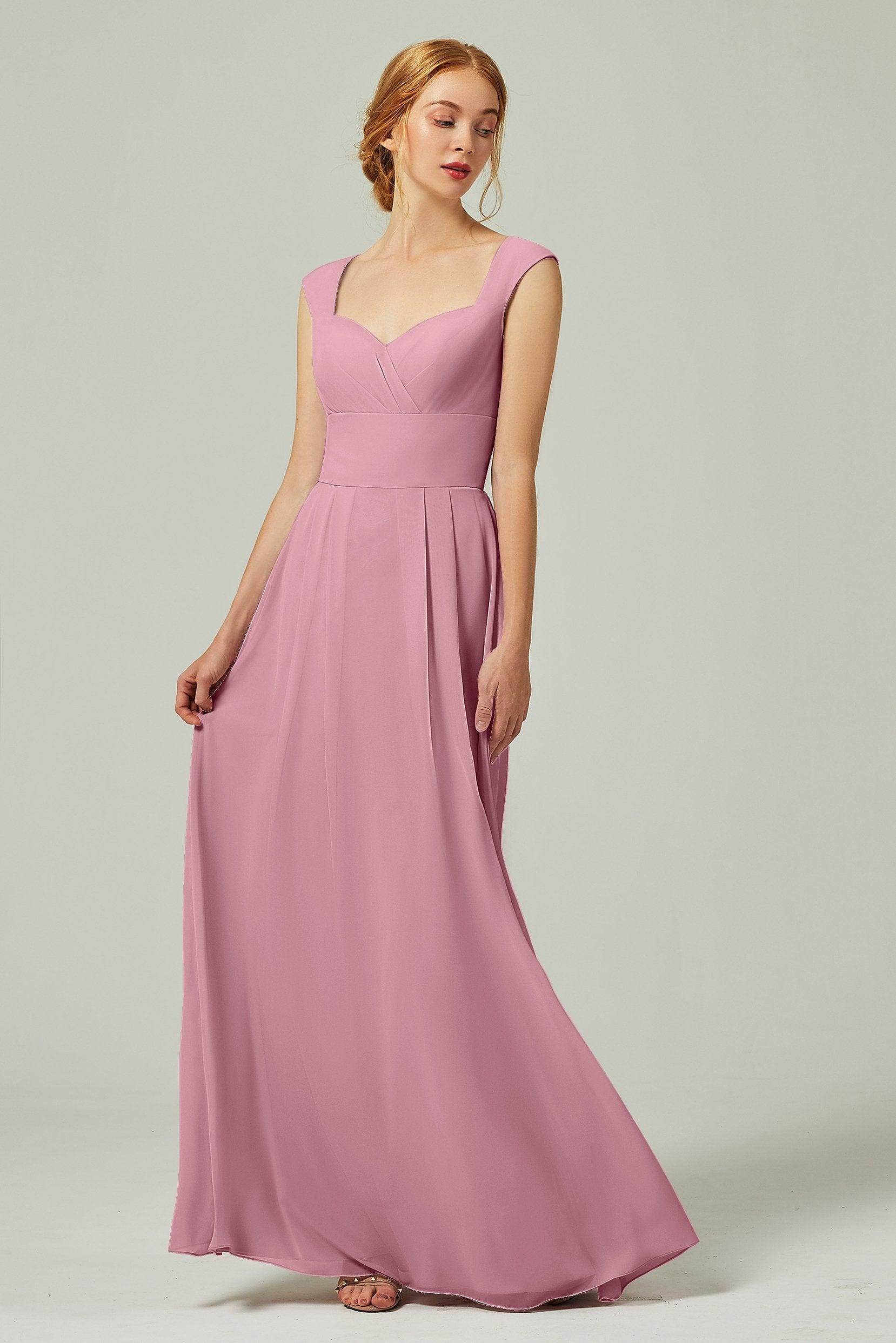 A-Line Floor Length Chiffon Bridesmaid Dress CB0315 - COCOMELODY