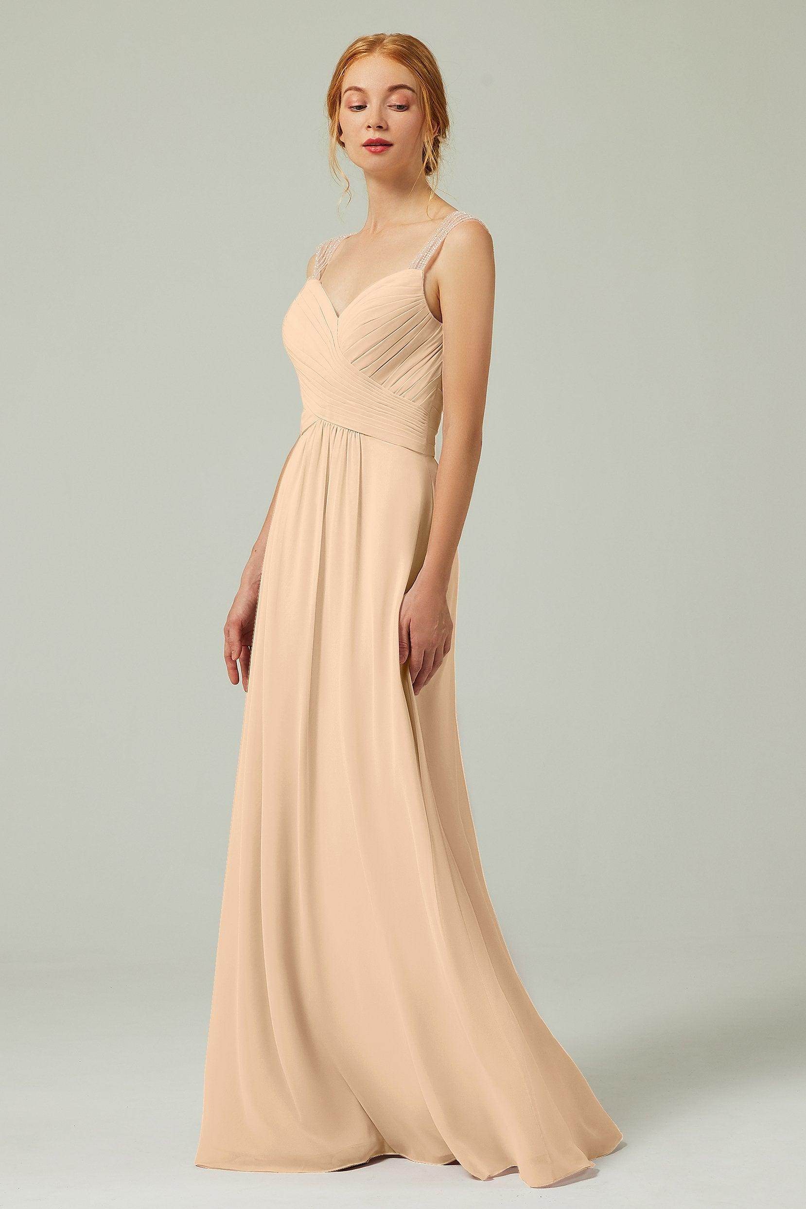 A-Line Floor Length Chiffon Bridesmaid Dress CB0316 - COCOMELODY