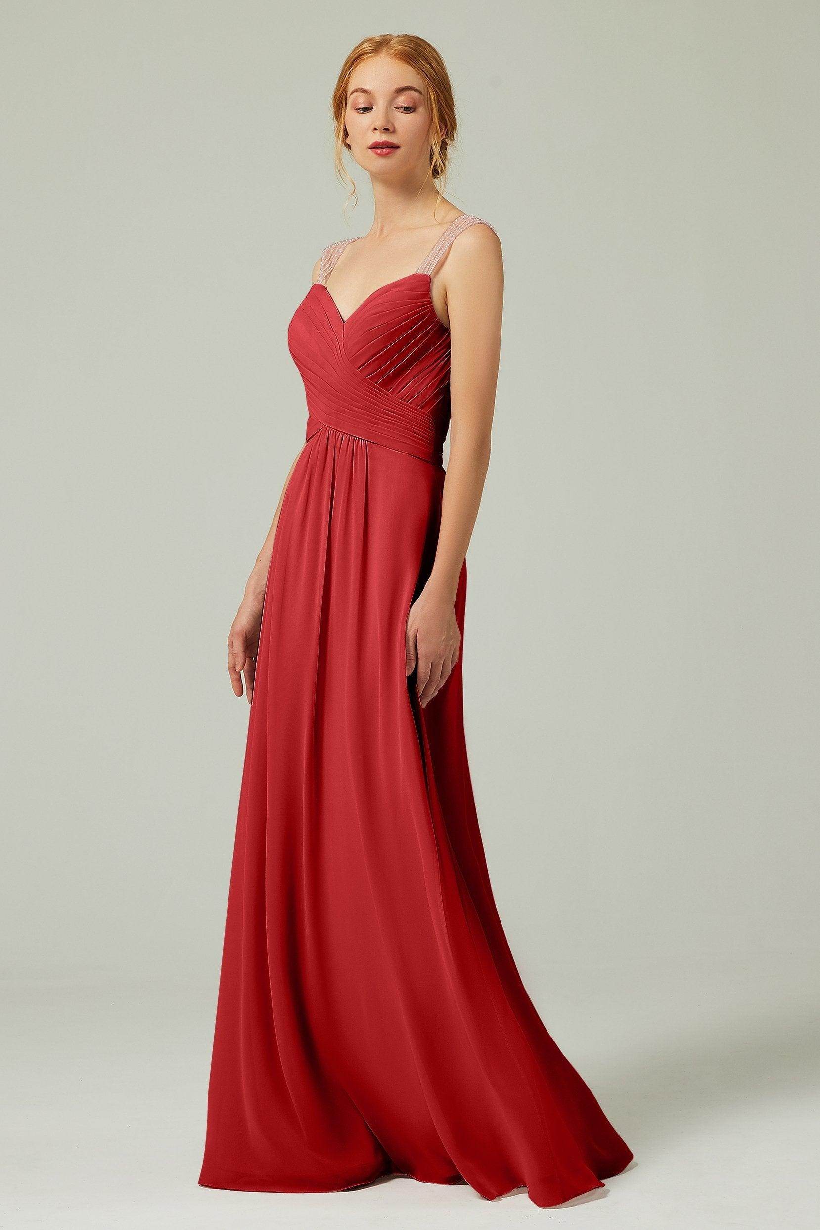 A-Line Floor Length Chiffon Bridesmaid Dress CB0316 - COCOMELODY