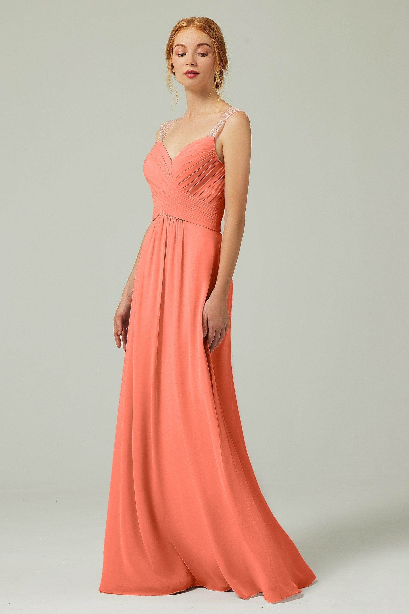 A-Line Floor Length Chiffon Bridesmaid Dress CB0316 - COCOMELODY