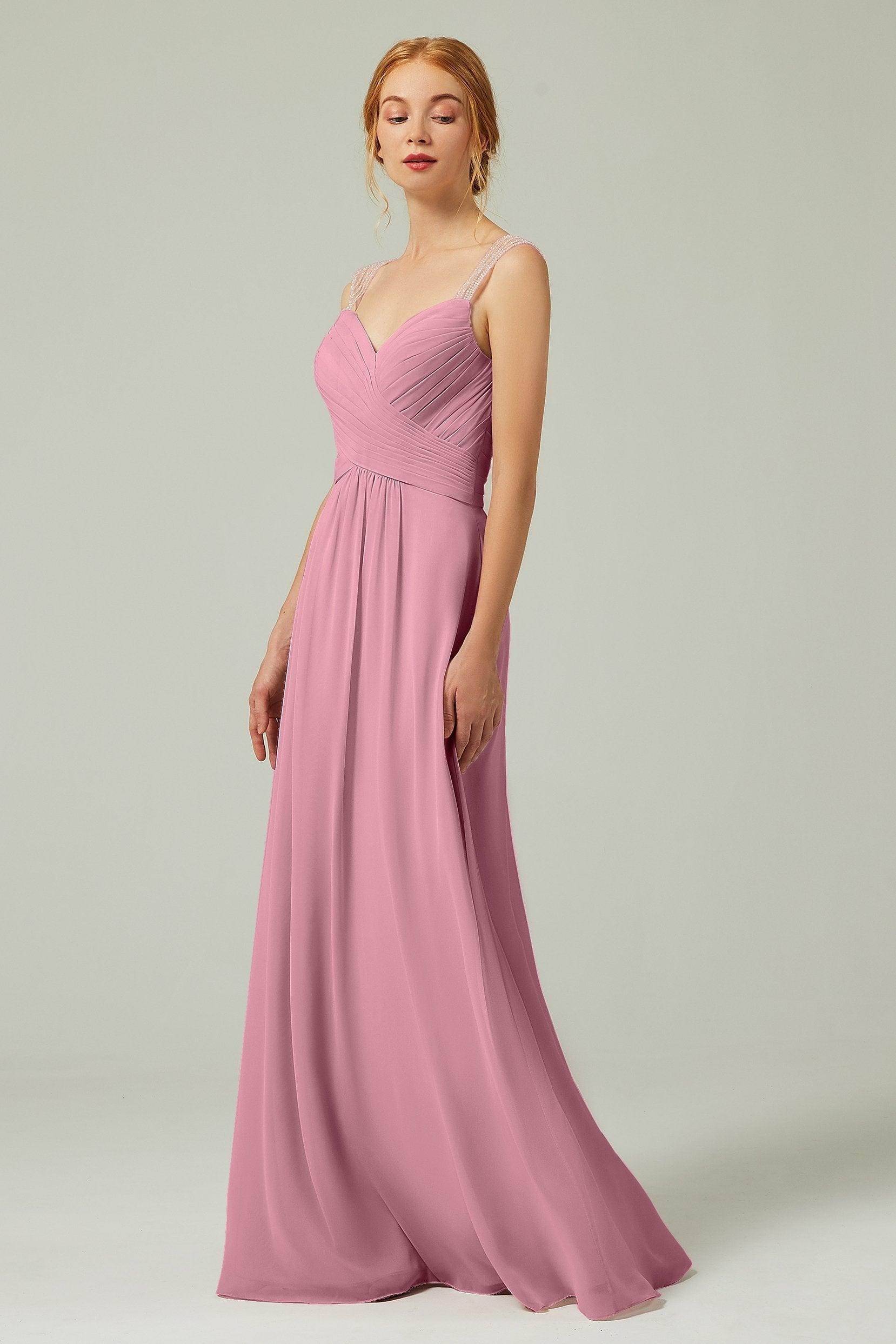 A-Line Floor Length Chiffon Bridesmaid Dress CB0316 - COCOMELODY