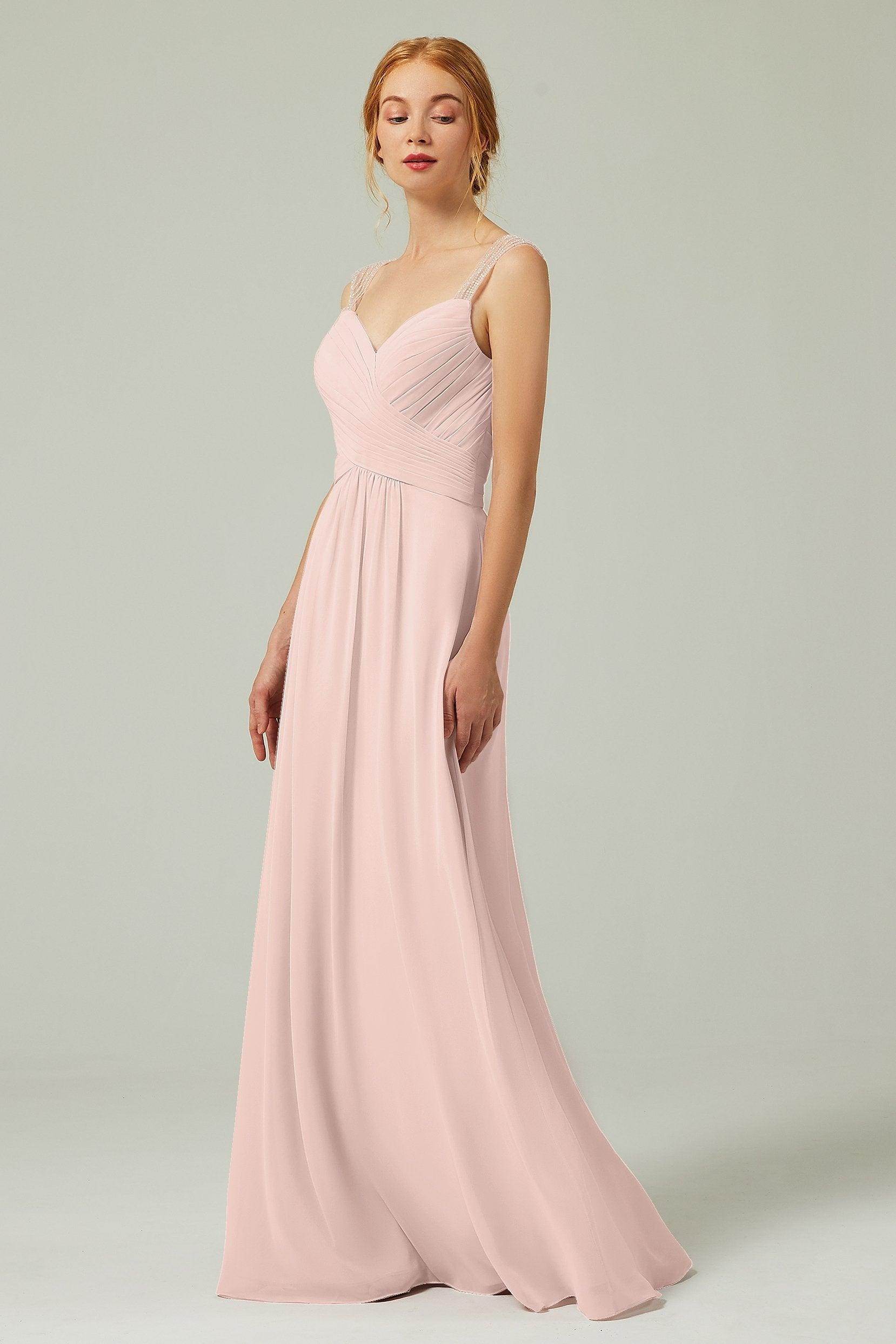 A-Line Floor Length Chiffon Bridesmaid Dress CB0316 - COCOMELODY