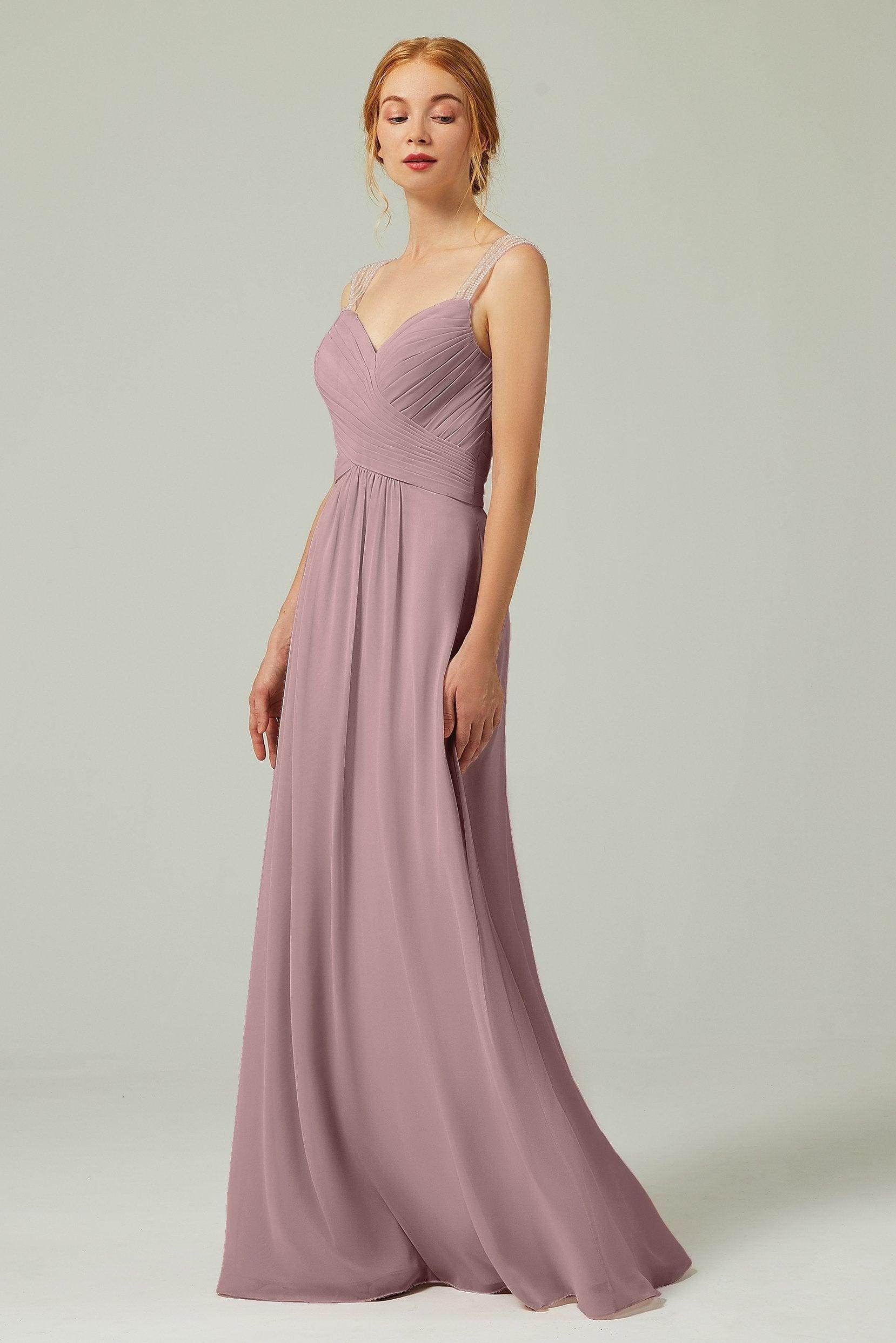 A-Line Floor Length Chiffon Bridesmaid Dress CB0316 - COCOMELODY