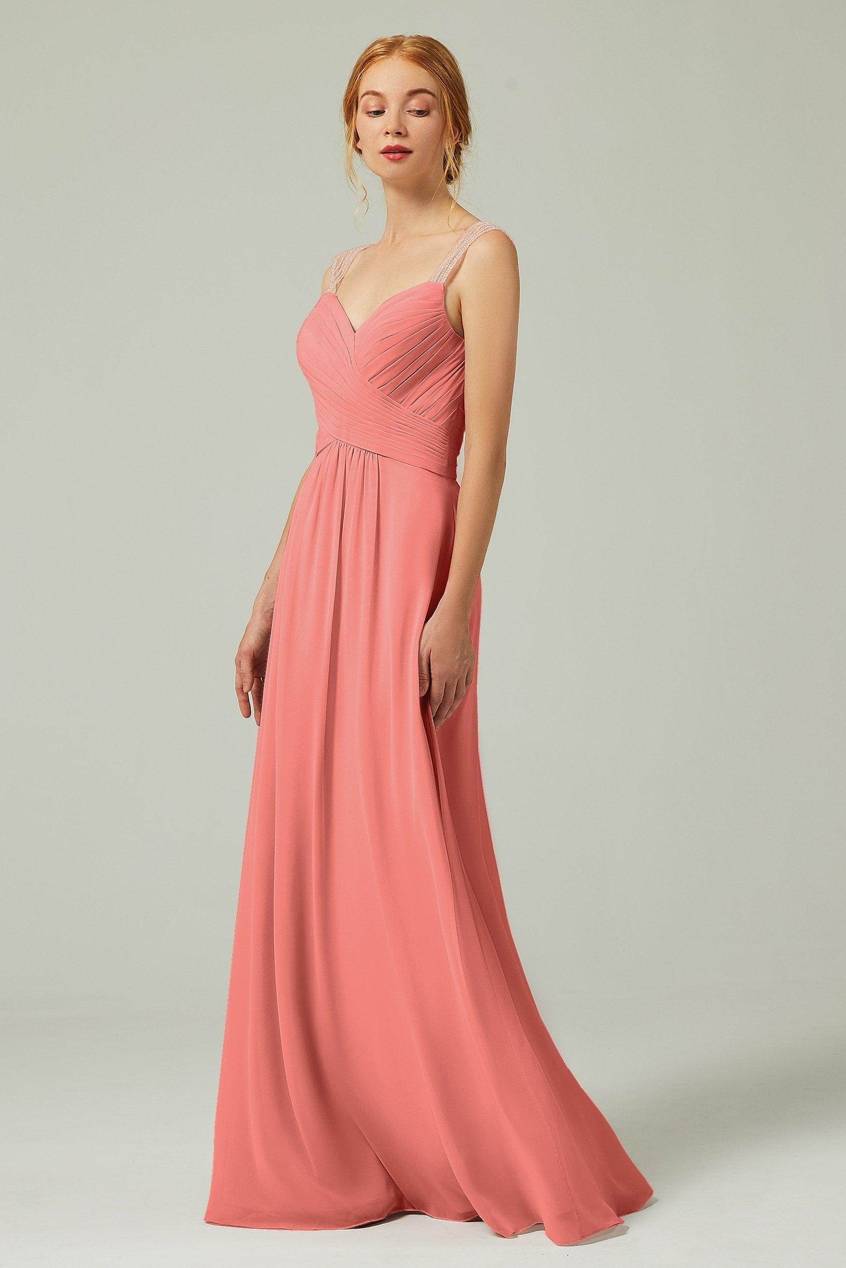 A-Line Floor Length Chiffon Bridesmaid Dress CB0316 - COCOMELODY