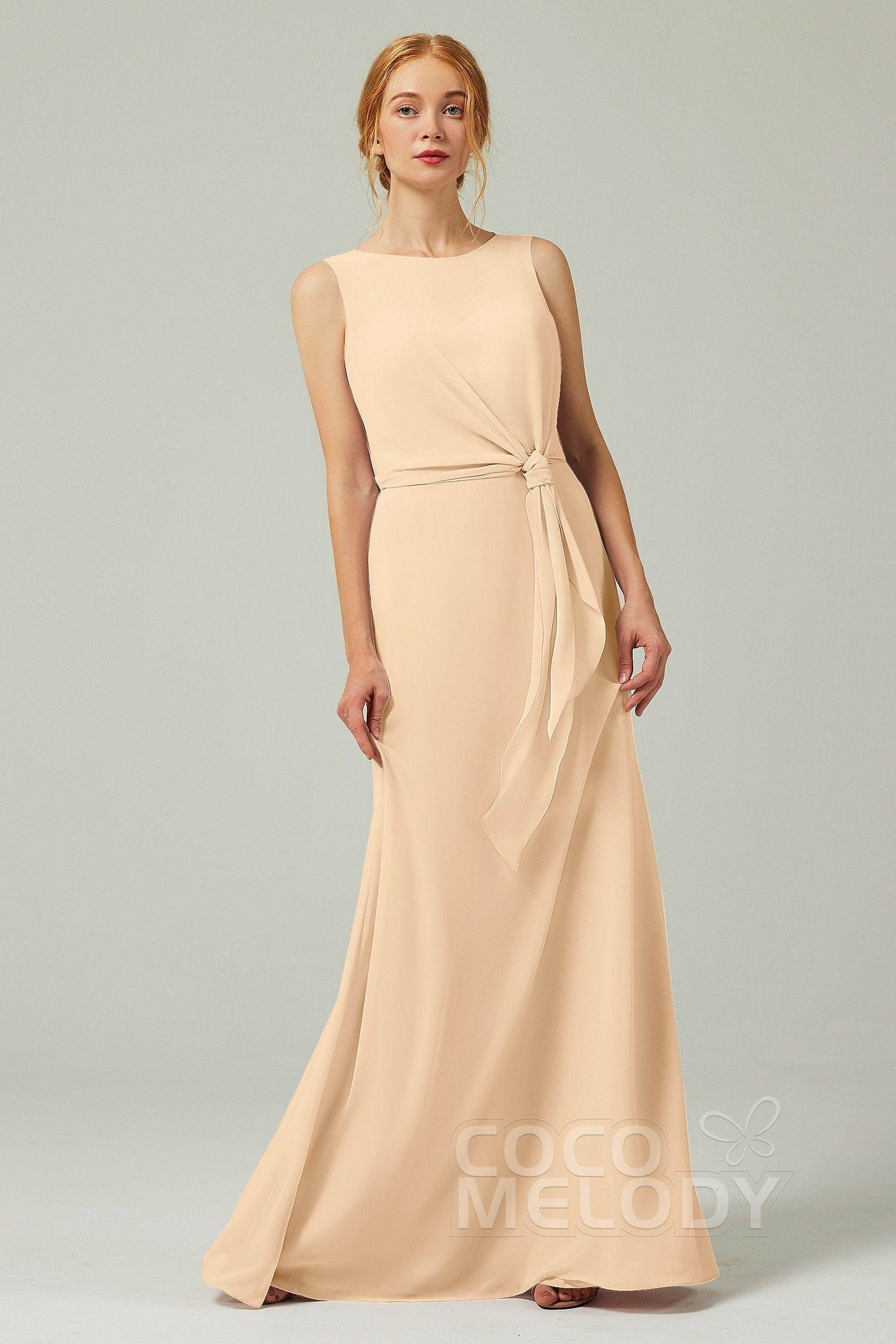 A-Line Floor Length Chiffon Bridesmaid Dress CB0317 - COCOMELODY