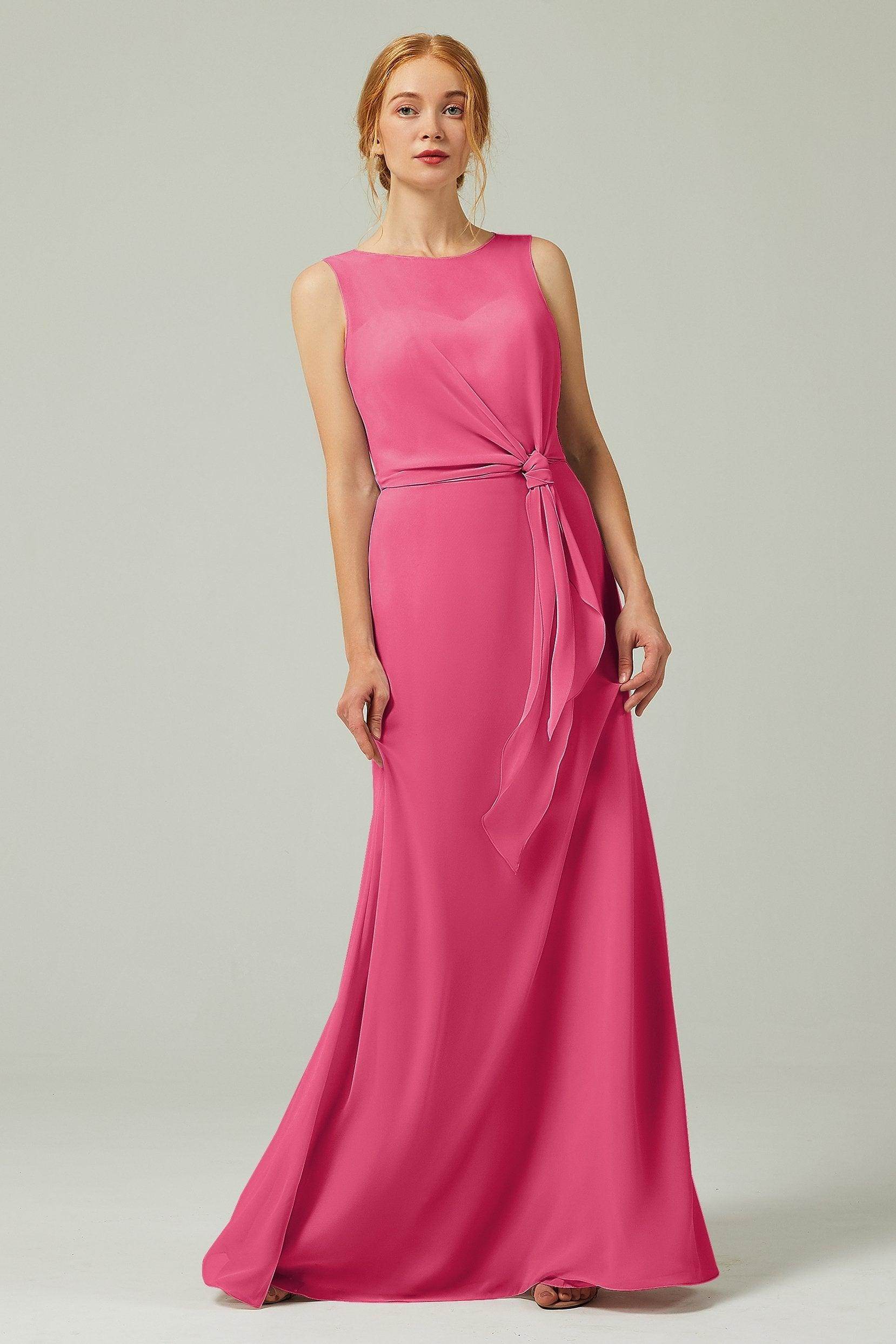 A-Line Floor Length Chiffon Bridesmaid Dress CB0317 - COCOMELODY