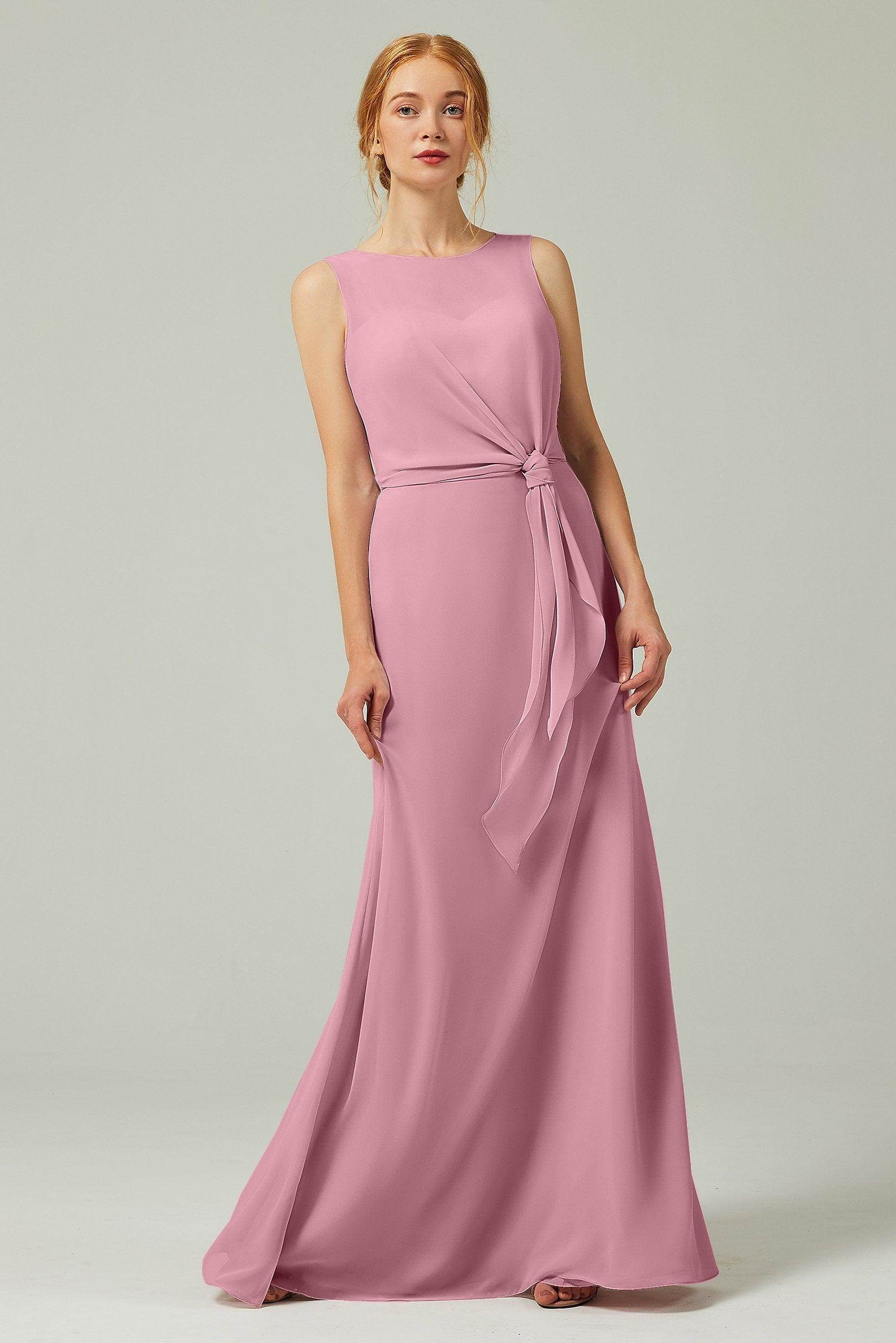 A-Line Floor Length Chiffon Bridesmaid Dress CB0317 - COCOMELODY