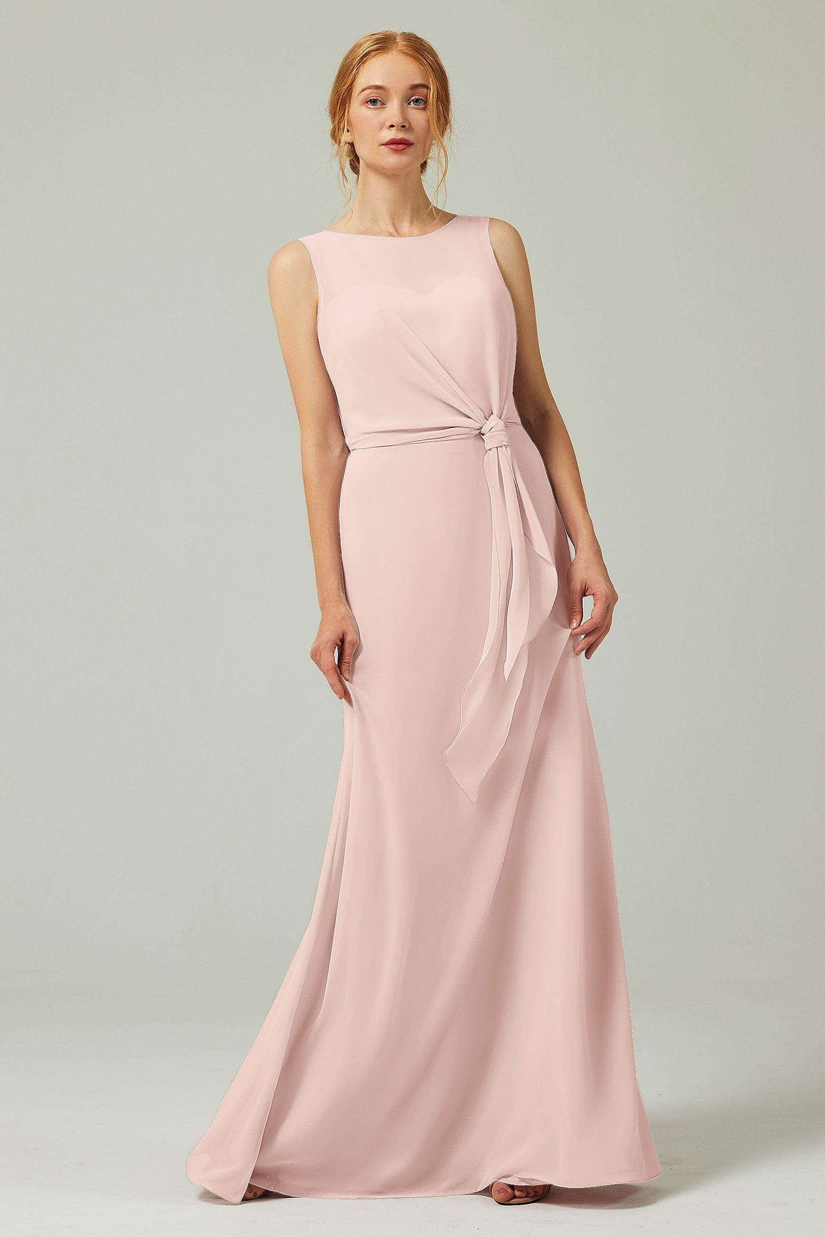 A-Line Floor Length Chiffon Bridesmaid Dress CB0317 - COCOMELODY