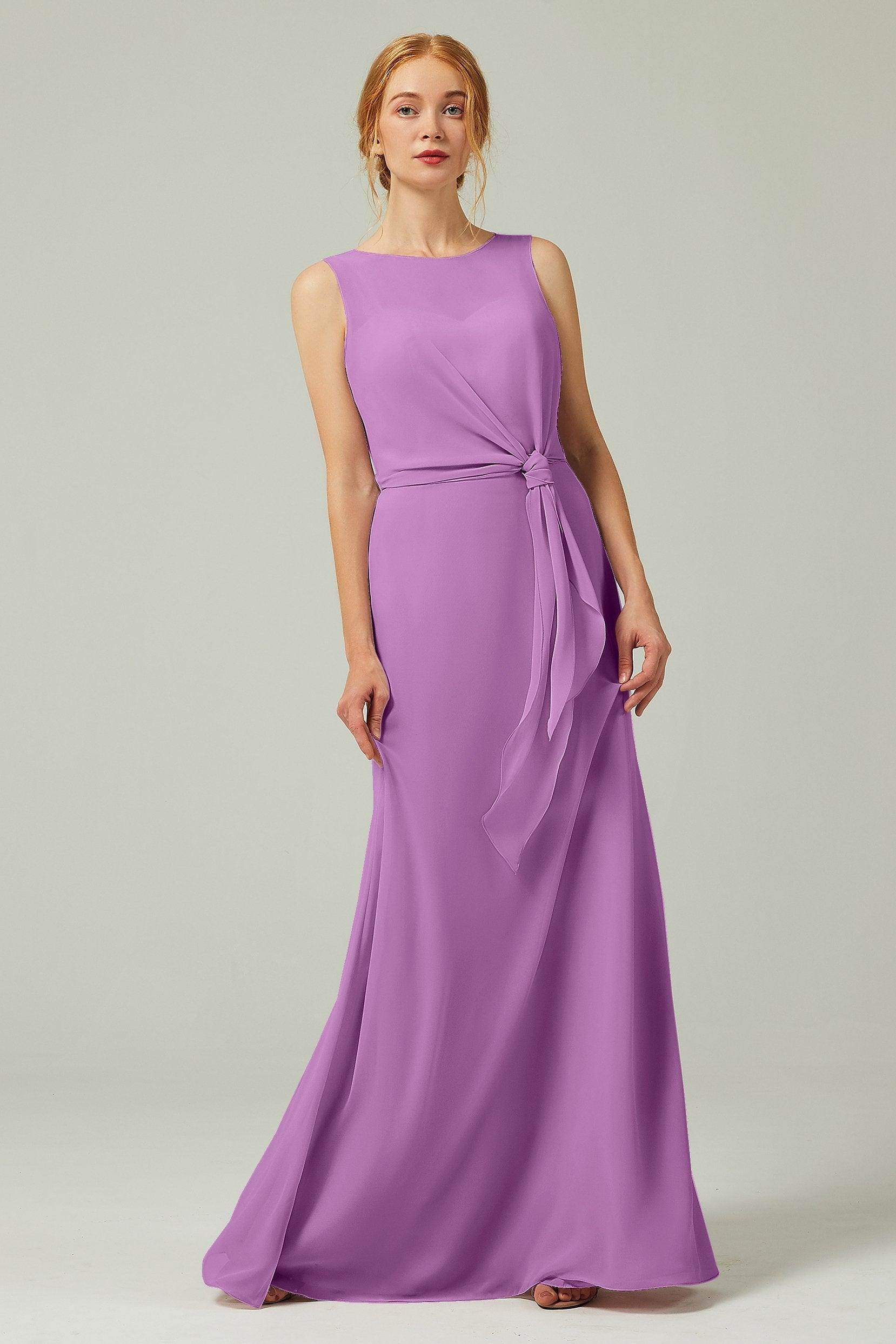 A-Line Floor Length Chiffon Bridesmaid Dress CB0317 - COCOMELODY