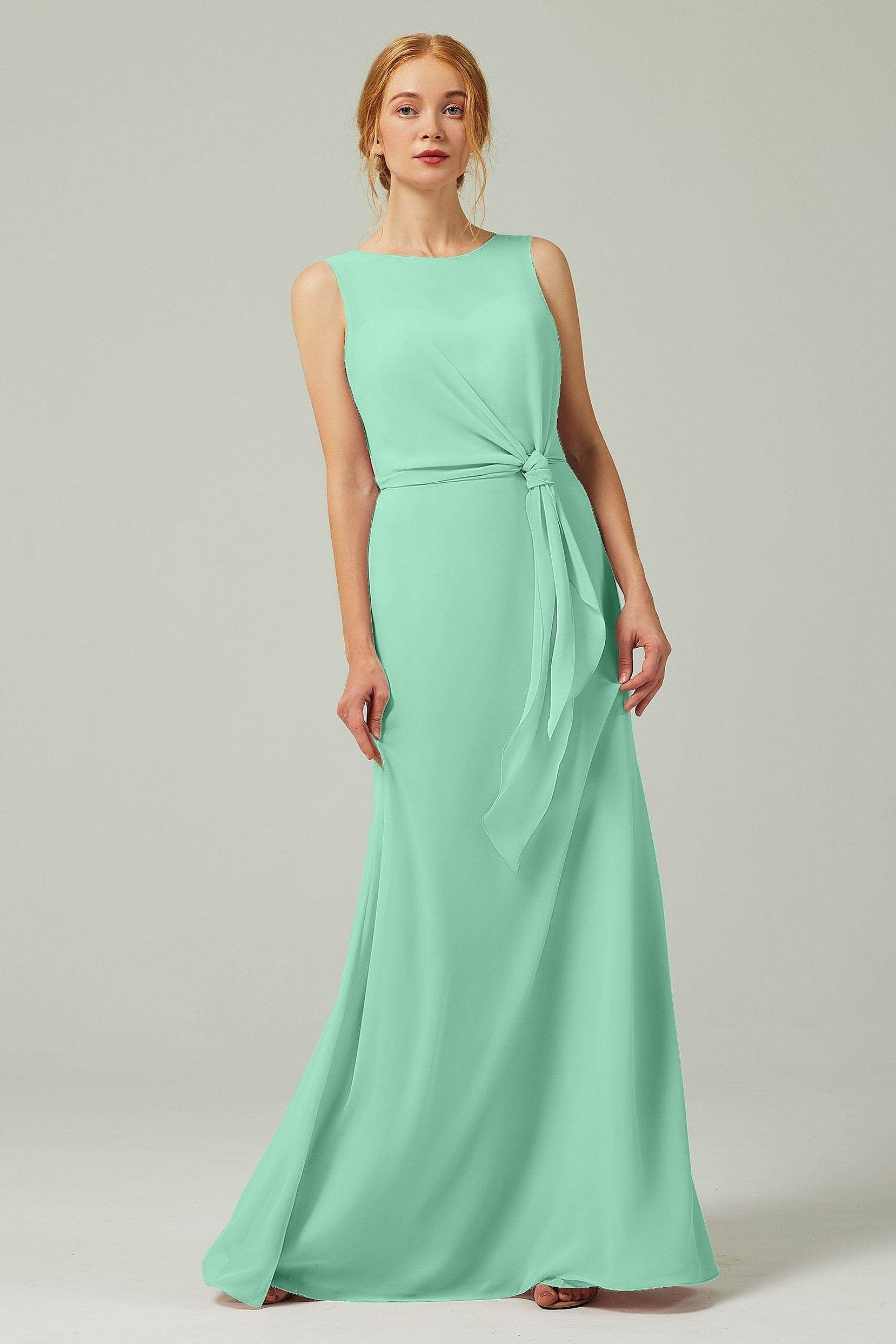 A-Line Floor Length Chiffon Bridesmaid Dress CB0317 - COCOMELODY