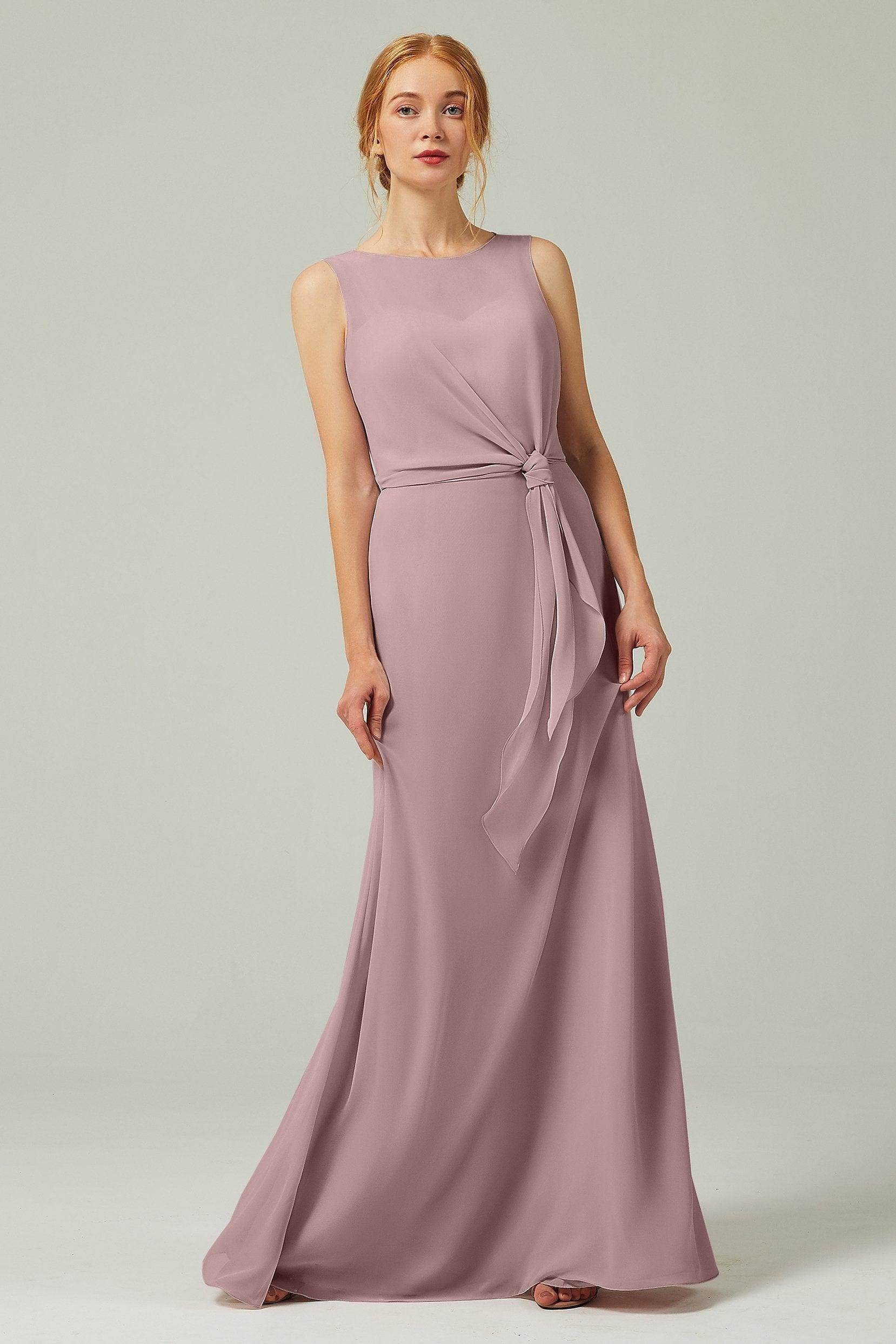 A-Line Floor Length Chiffon Bridesmaid Dress CB0317 - COCOMELODY