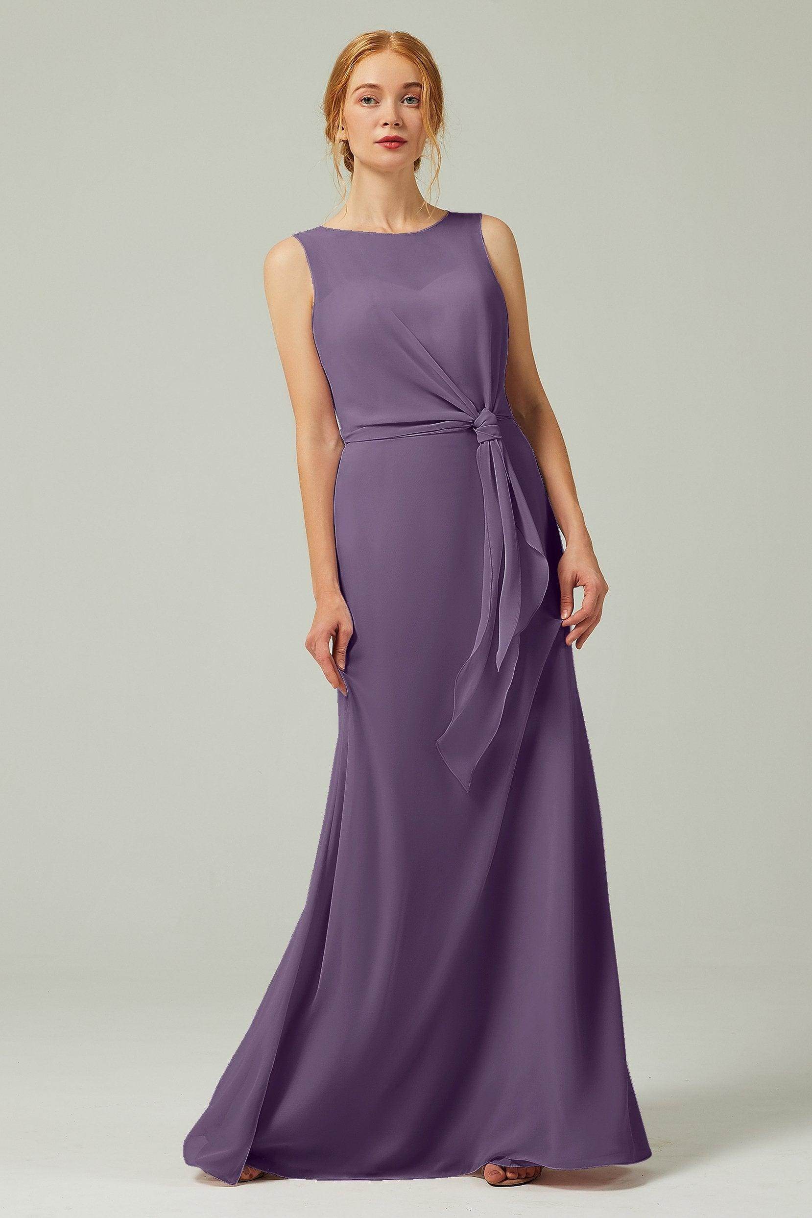 A-Line Floor Length Chiffon Bridesmaid Dress CB0317 - COCOMELODY