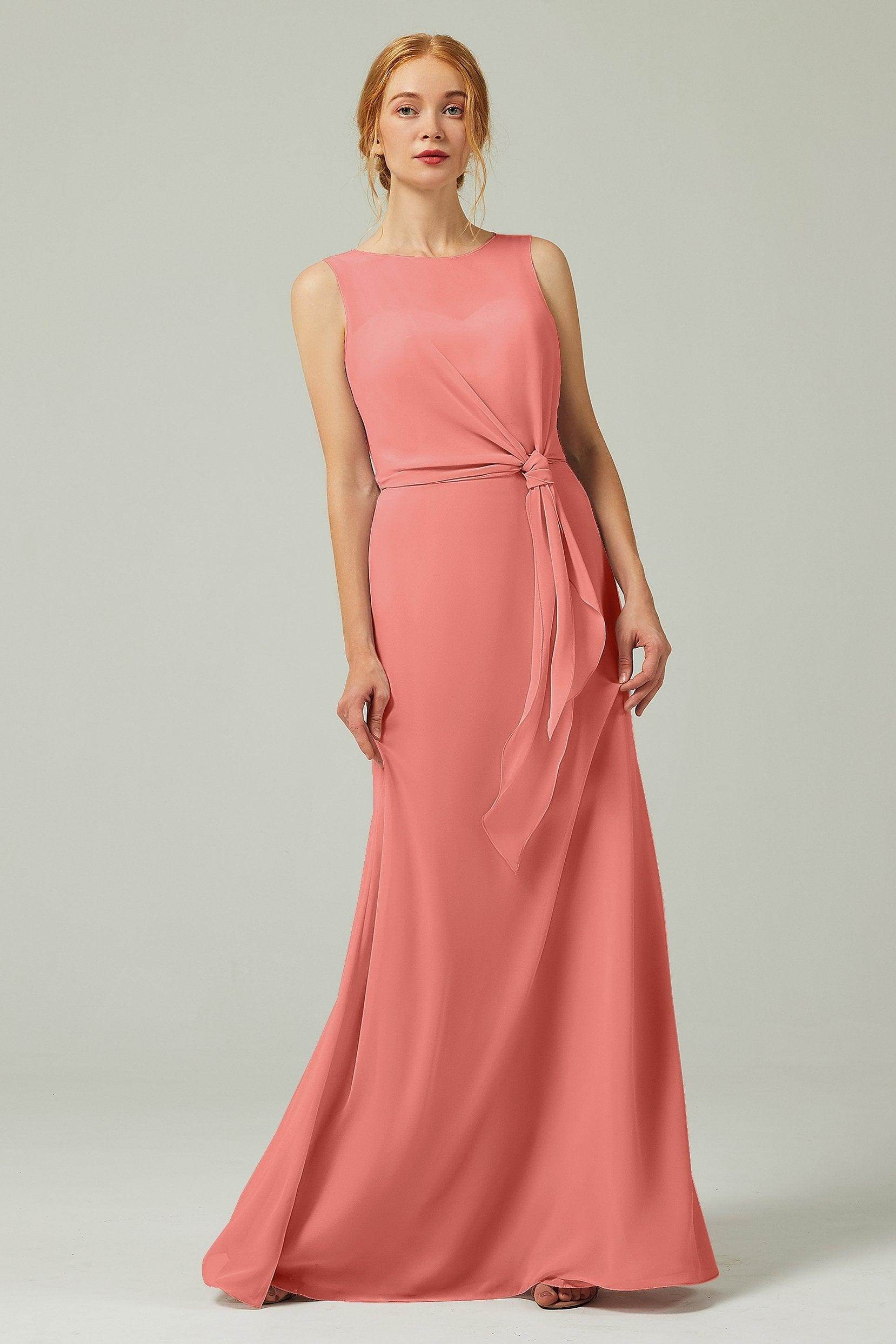 A-Line Floor Length Chiffon Bridesmaid Dress CB0317 - COCOMELODY