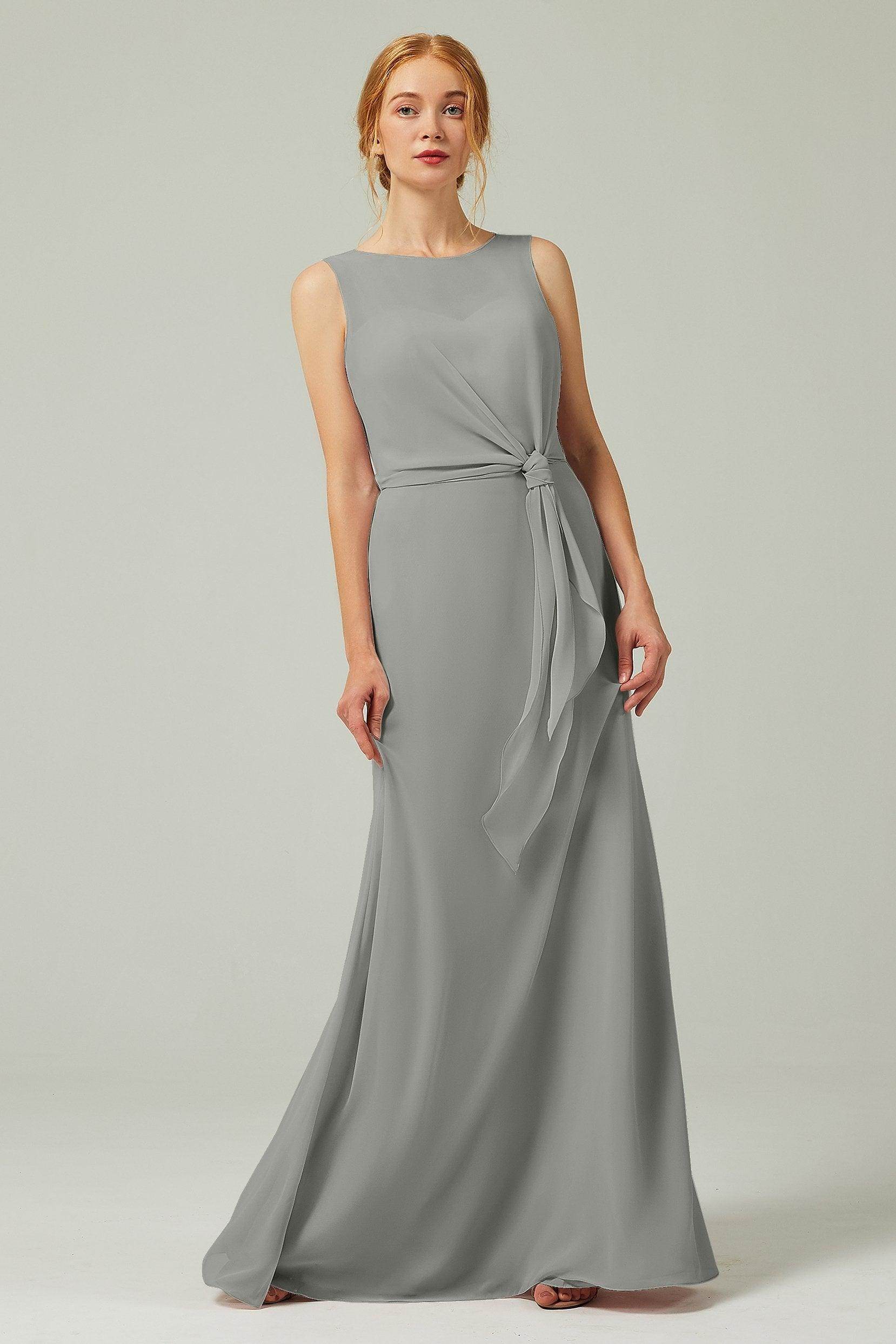 A-Line Floor Length Chiffon Bridesmaid Dress CB0317 - COCOMELODY