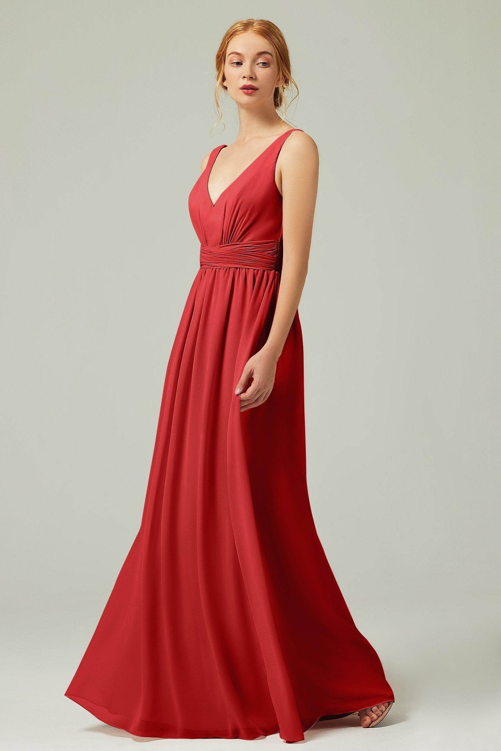 A-Line Floor Length Chiffon Bridesmaid Dress CB0318 - COCOMELODY