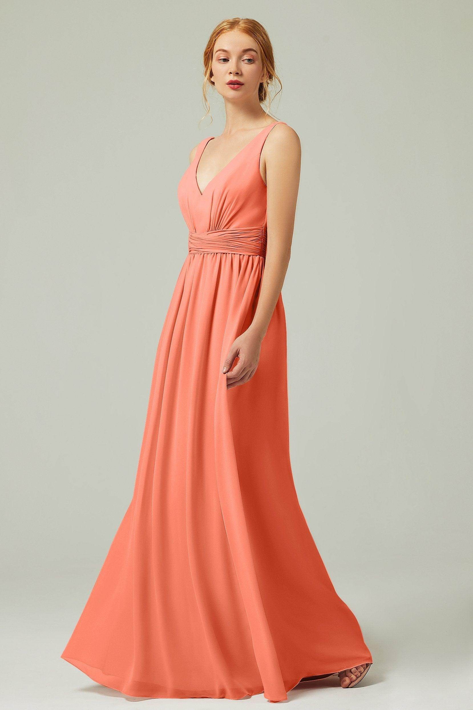 A-Line Floor Length Chiffon Bridesmaid Dress CB0318 - COCOMELODY