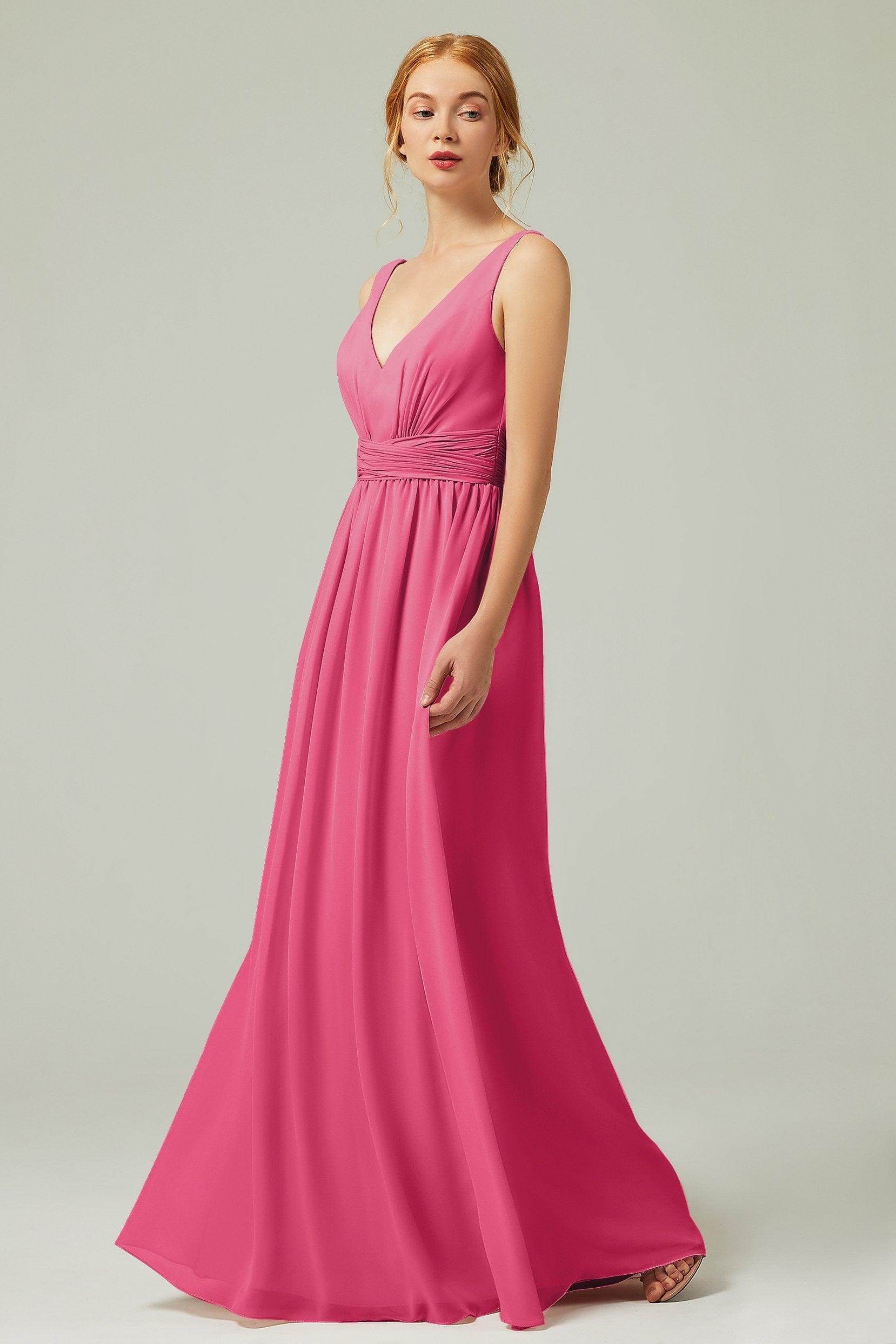 A-Line Floor Length Chiffon Bridesmaid Dress CB0318 - COCOMELODY